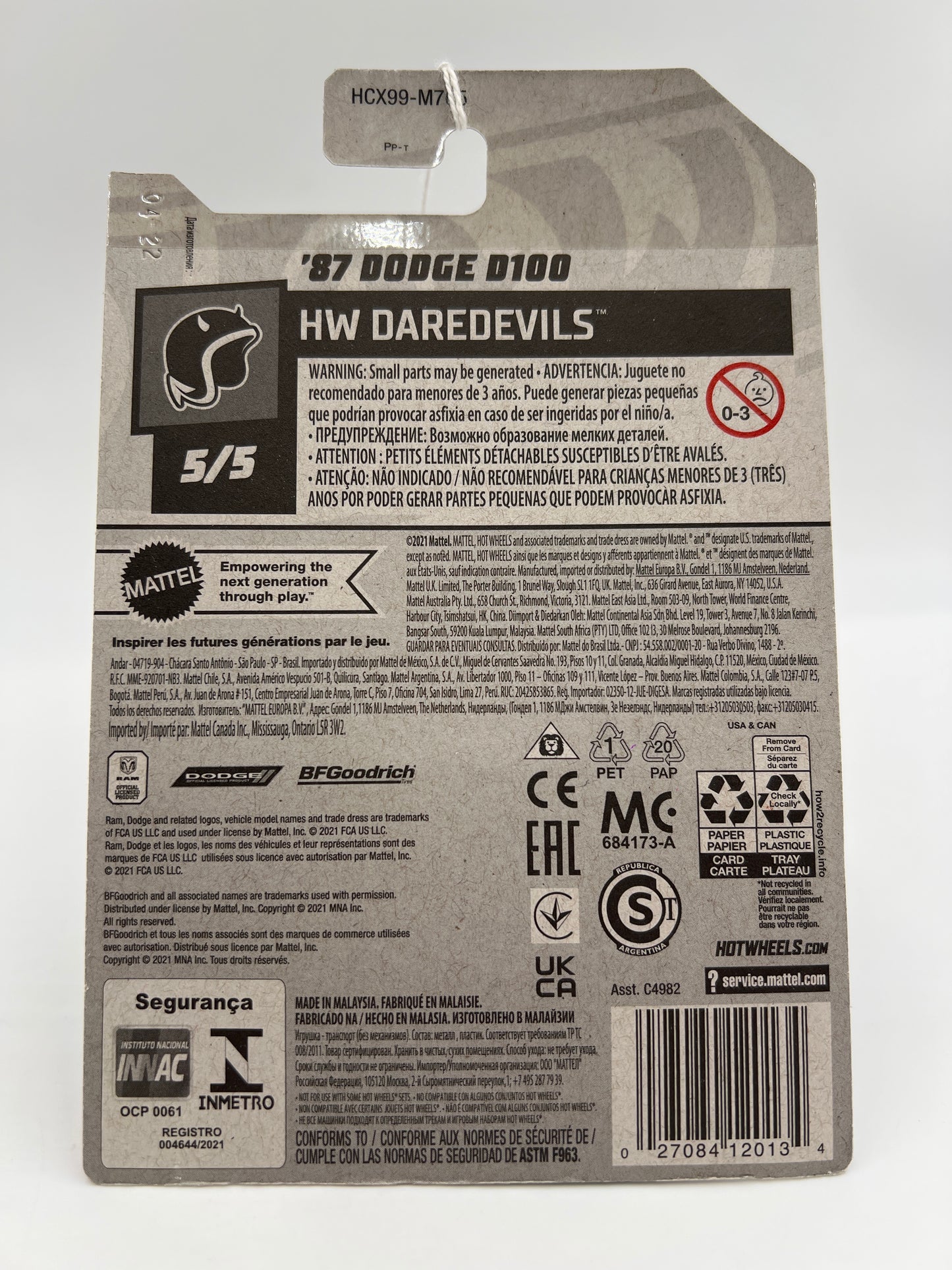 2022 Hot Wheels Treasure Hunt #186 87 Dodge D100 International Card 282F