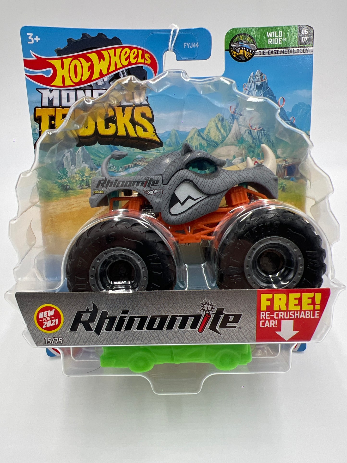 2021 Hot Wheels Monster Trucks Wild Ride #15 Rhinomite 131B