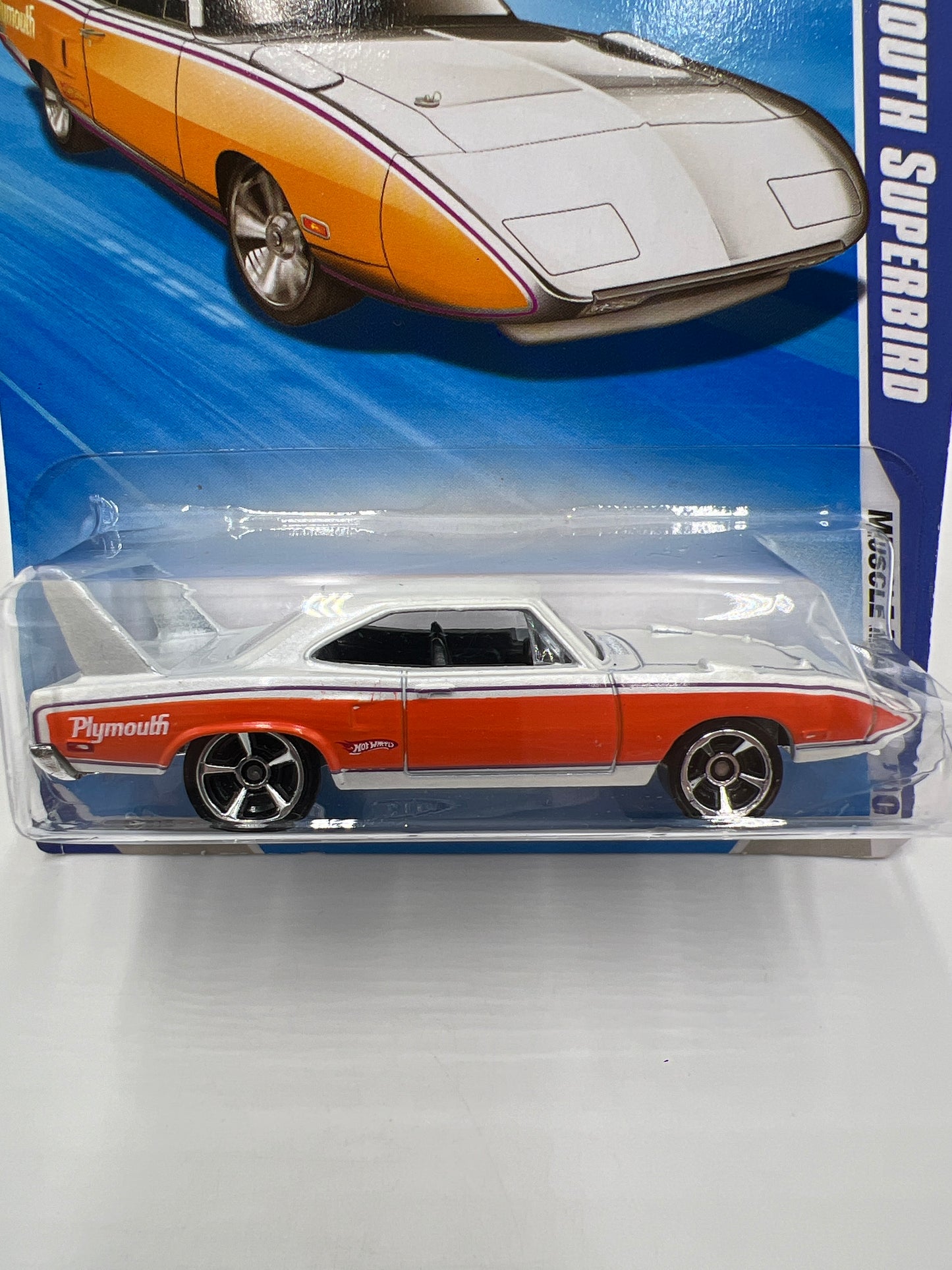 2010 Hot Wheels Kmart Exclusive #87 70 Plymouth Superbird Orange/White Cracked Blister 239C