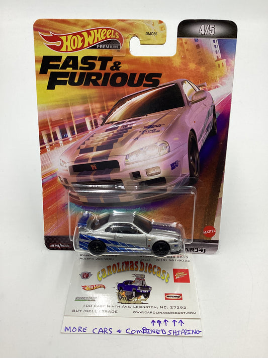 Hot wheels Premium Fast and Furious #4 Nissan Skyline GT-R R-34 Silver with protector