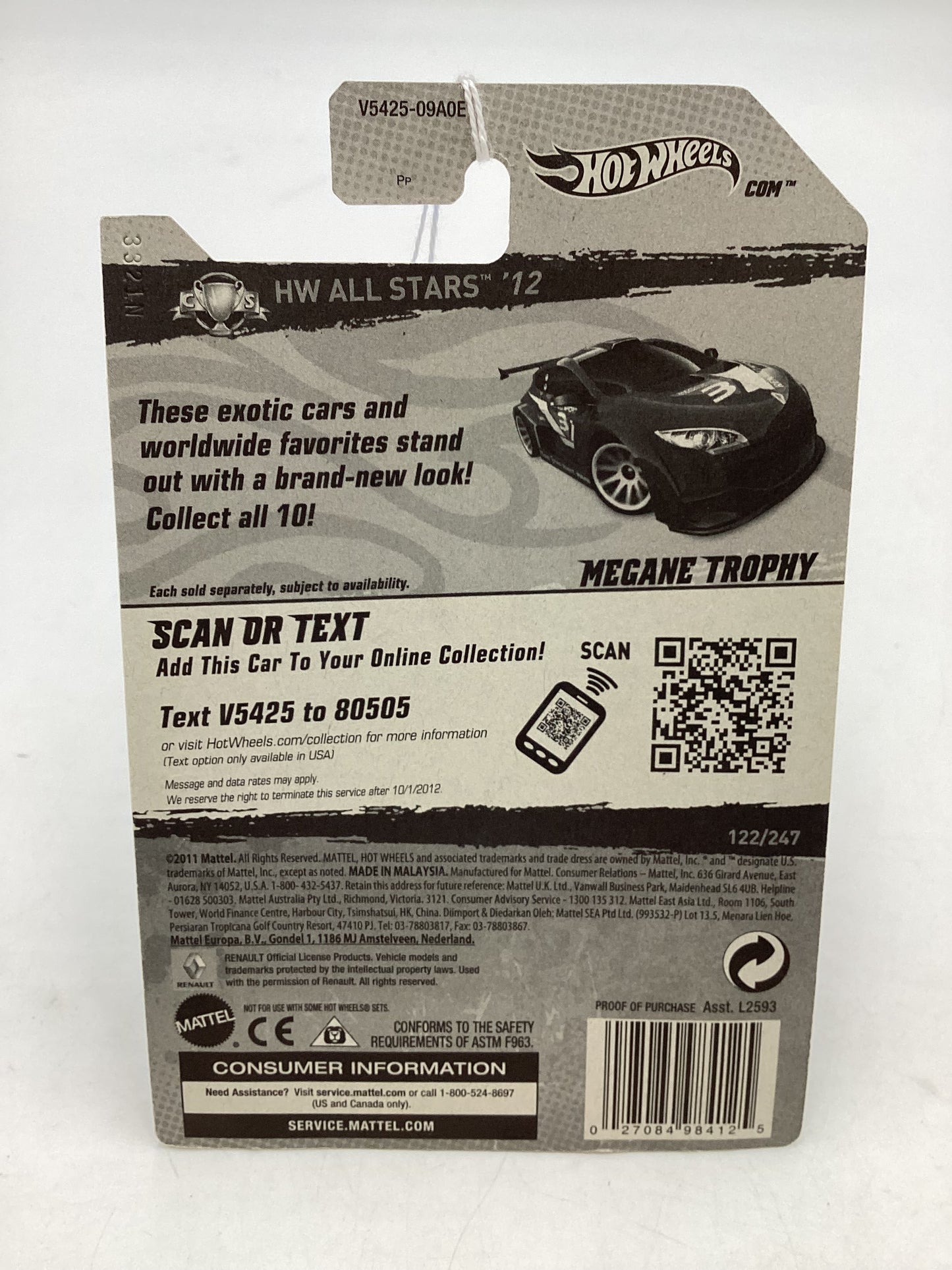 2012 Hot Wheels All Stars #122 Megane Trophy Purple 67F