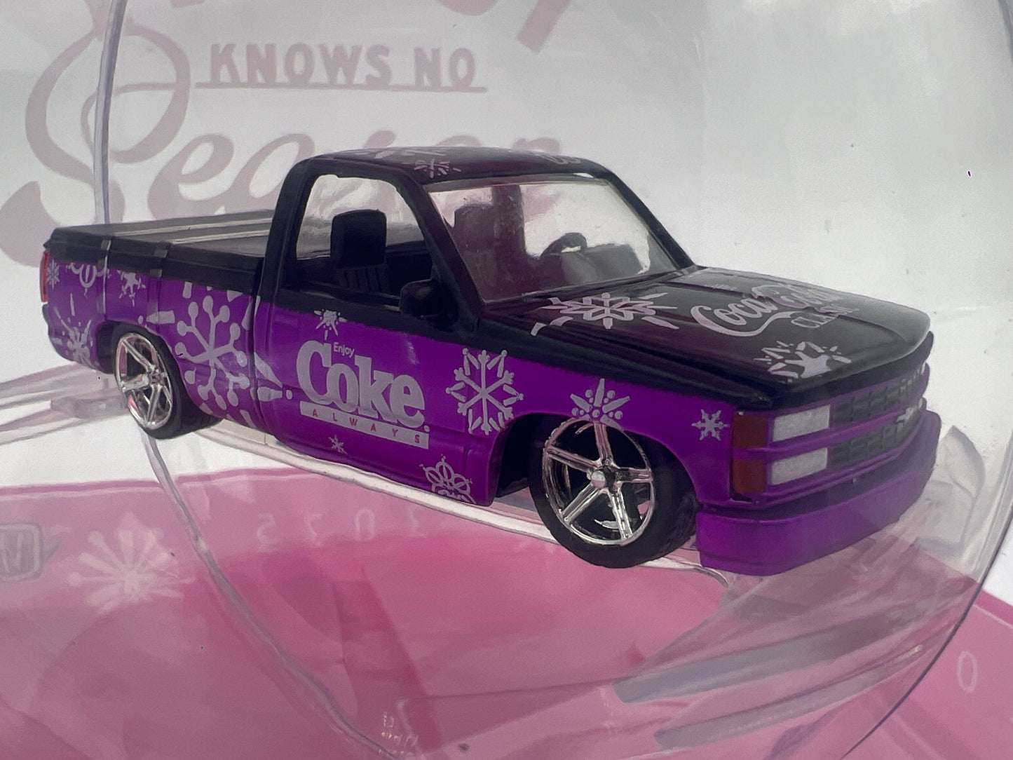 2025 M2 Machines Coca Cola Holiday Christmas Ornaments 1990 Chevrolet C1500 Silverado OBS Purple/Black