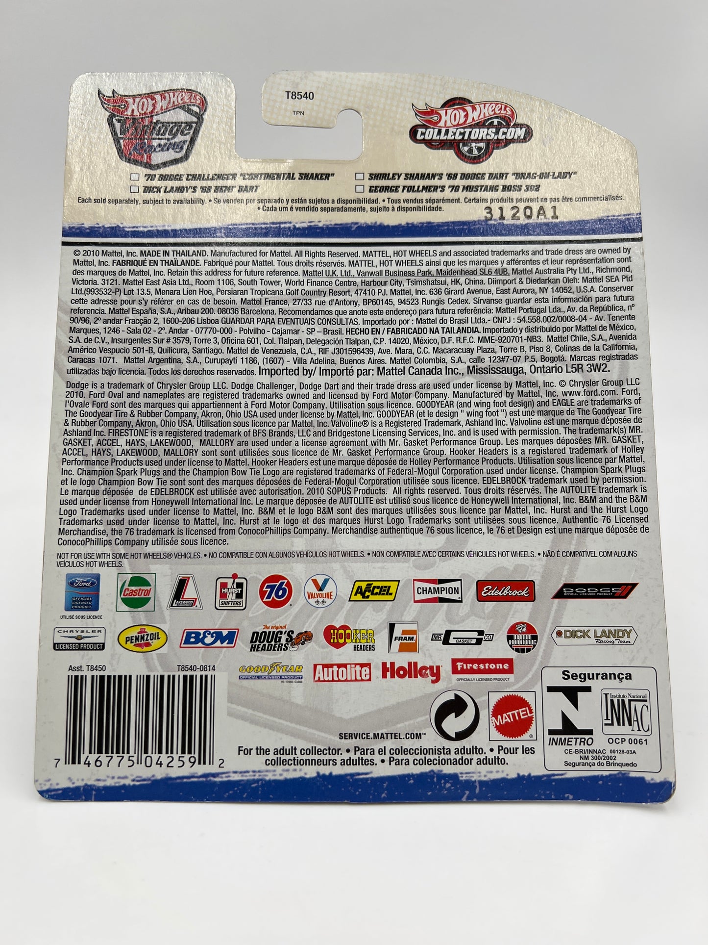 Hot Wheels Premium Vintage Racing #6 70 Dodge Challenger Continental Shaker Green W/Protector