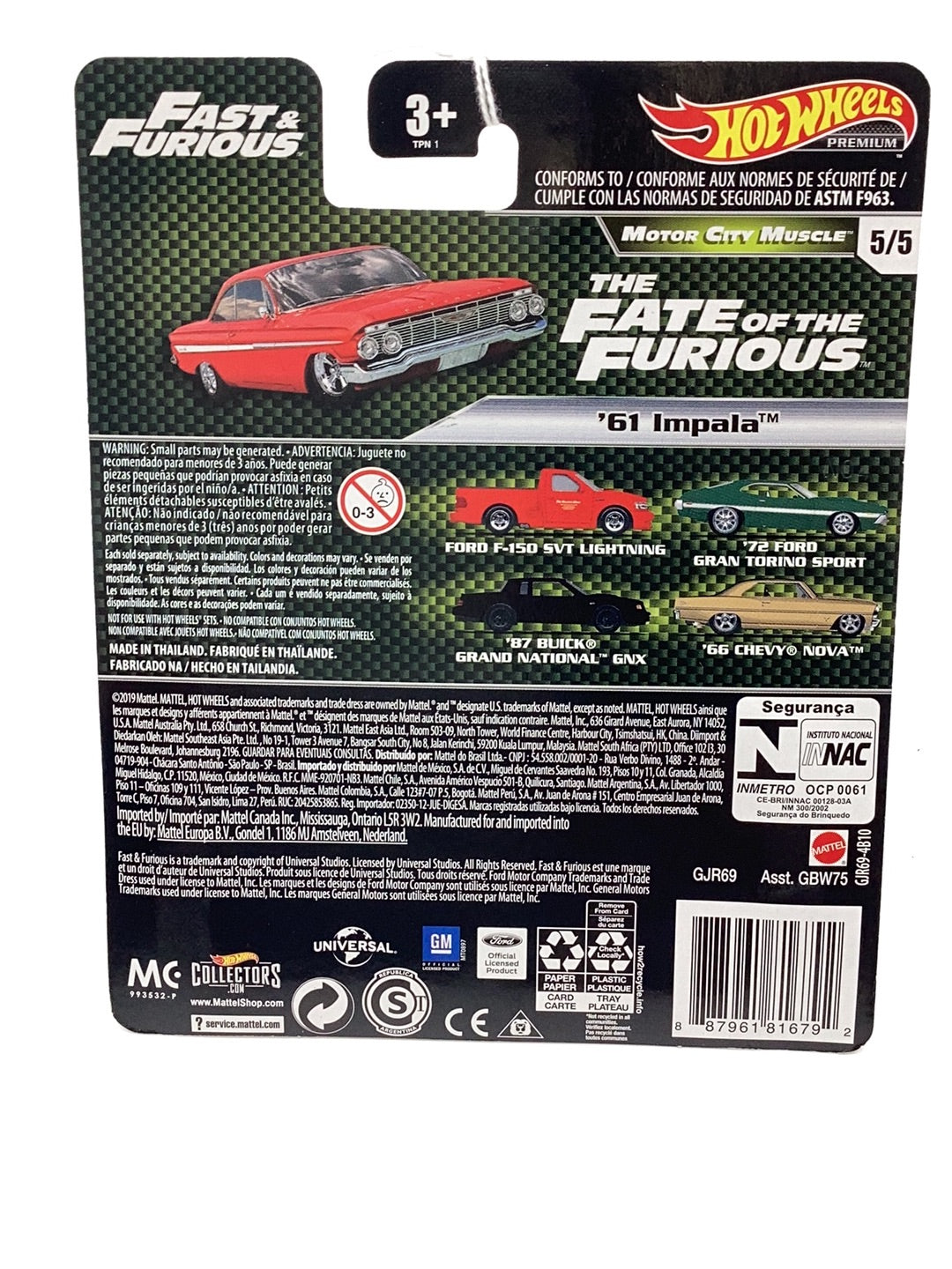 Hot wheels fast and furious #5 Motor City Muscle 61 Impala 249F