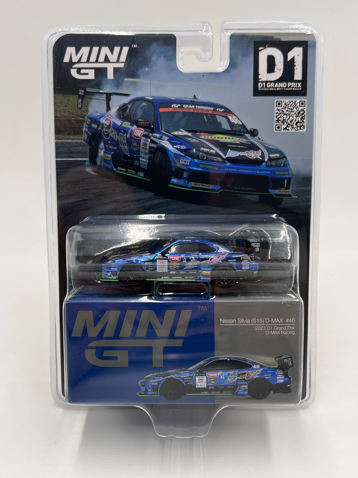 Mini GT Japan Exclusive #857 Nissan Silvia S15 D-Max #46 2023 D1 Grand Prix Blue 235D