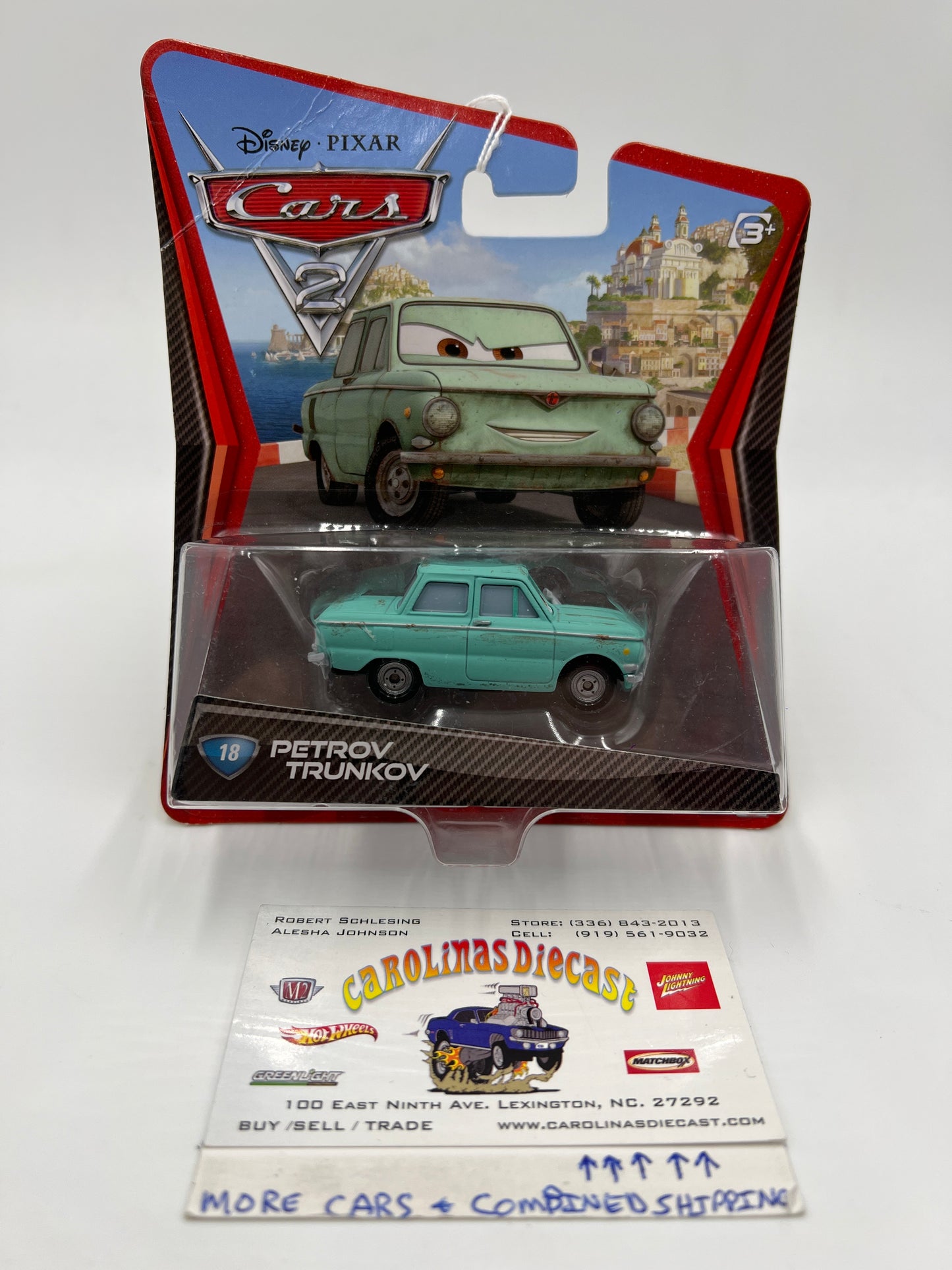 Disney Pixar Cars 2 #18 Petrov Trunkov Green (Vein Top Left) 136H