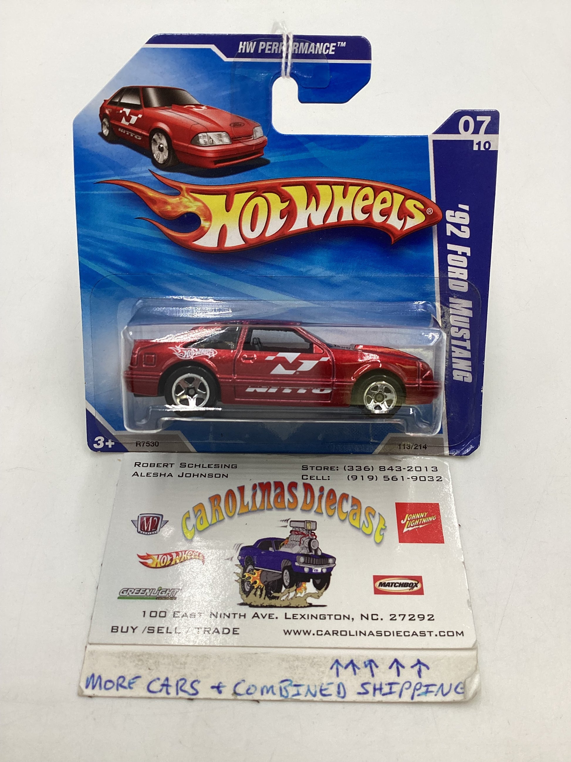 2010 Hot Wheels 92 Ford Mustang #113 Short Card – carolinasdiecast