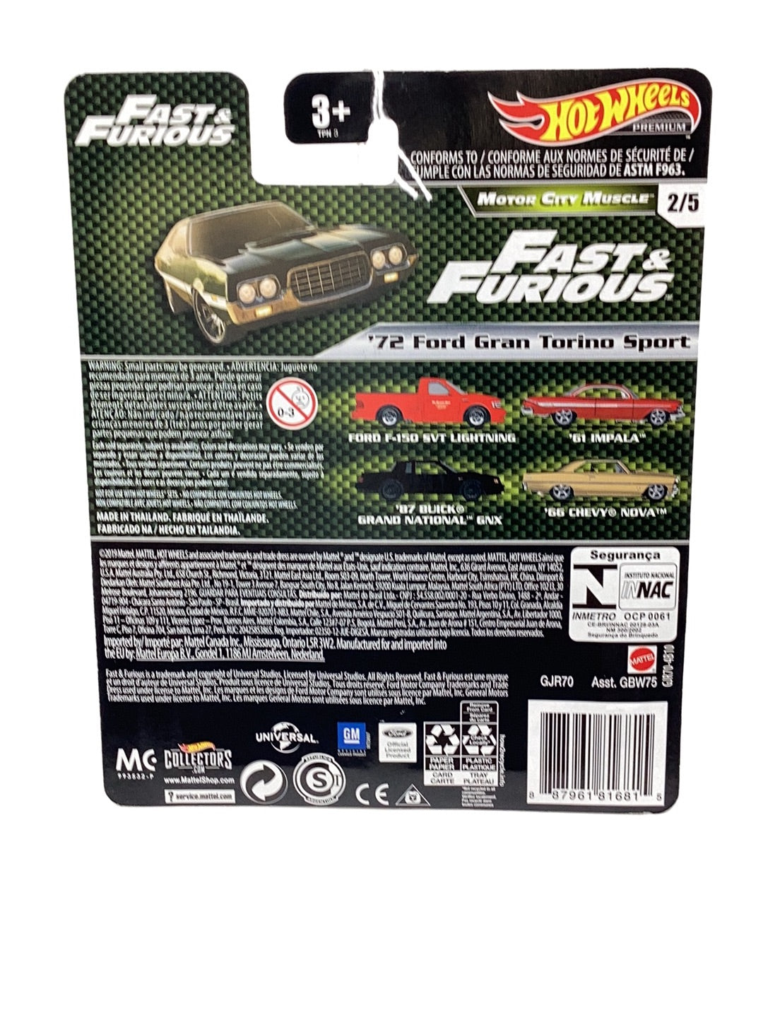 Hot Wheels premium fast and furious Motor City Muscle 72 Ford Gran Torino Sport 246R
