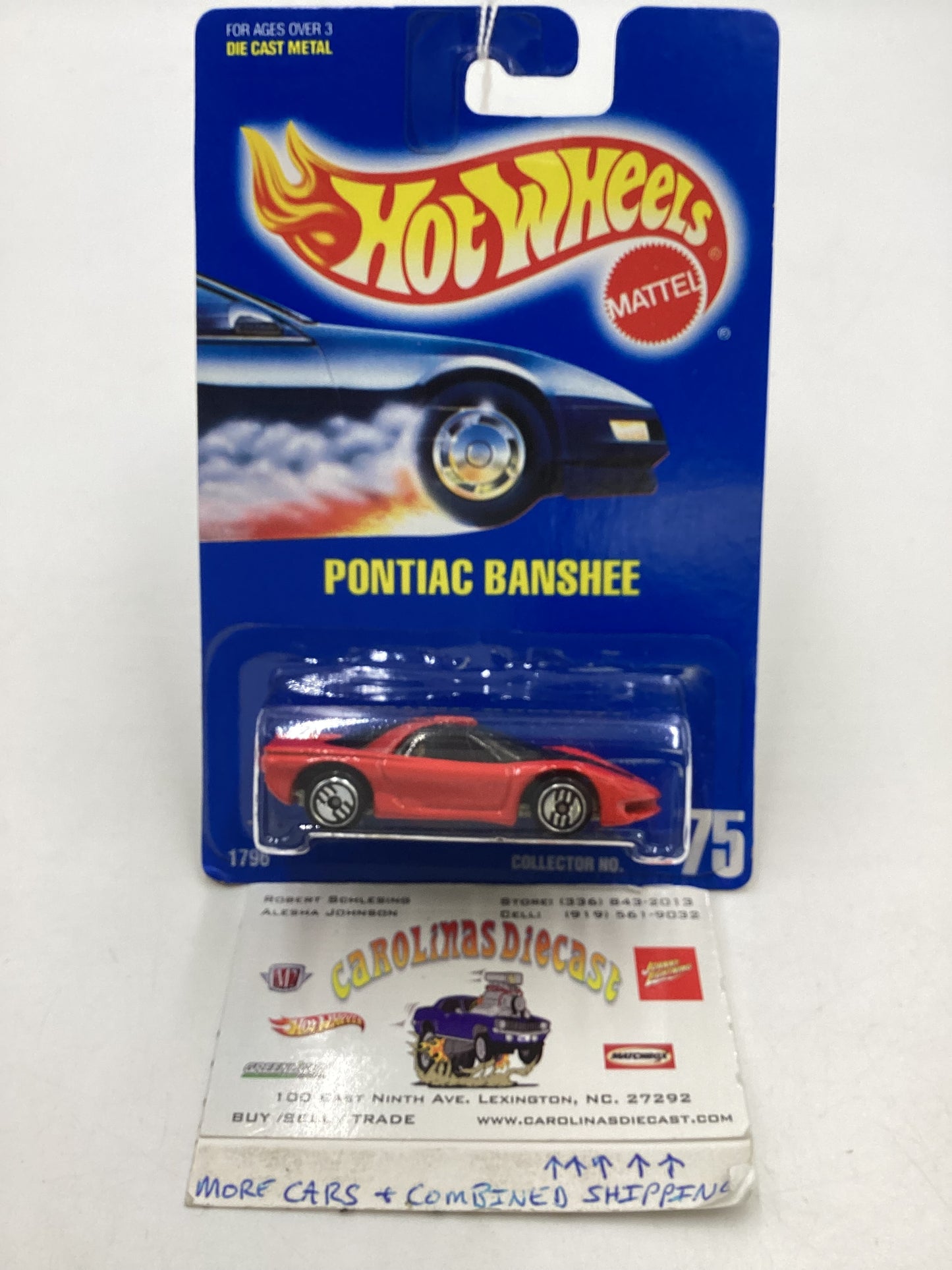 Hot Wheels Blue Card Collector No. 75 Pontiac Banshee Red UH Chrome Wheels 238H