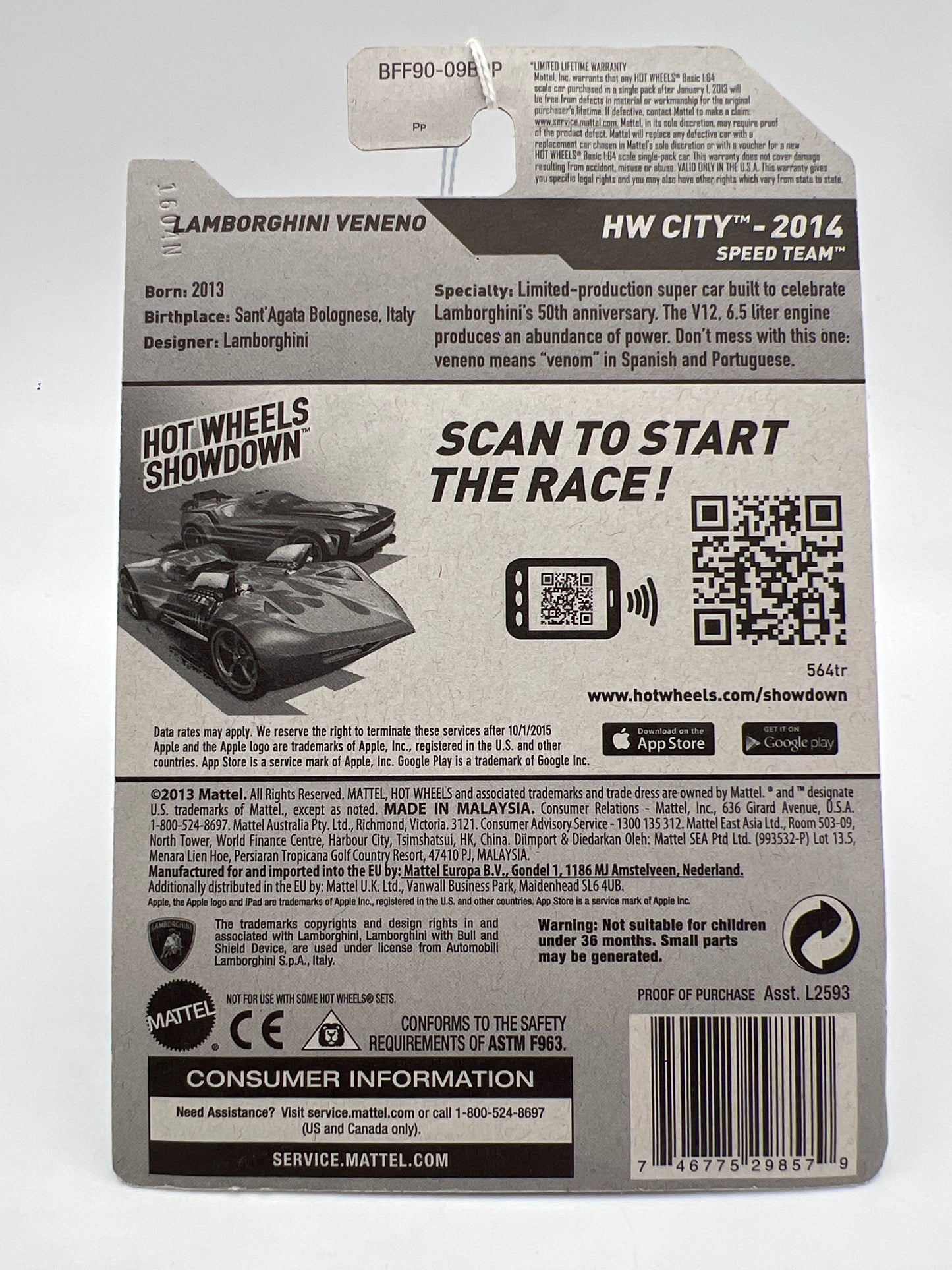 2014 Hot Wheels City #37 Lamborghini Veneno Orange 102F