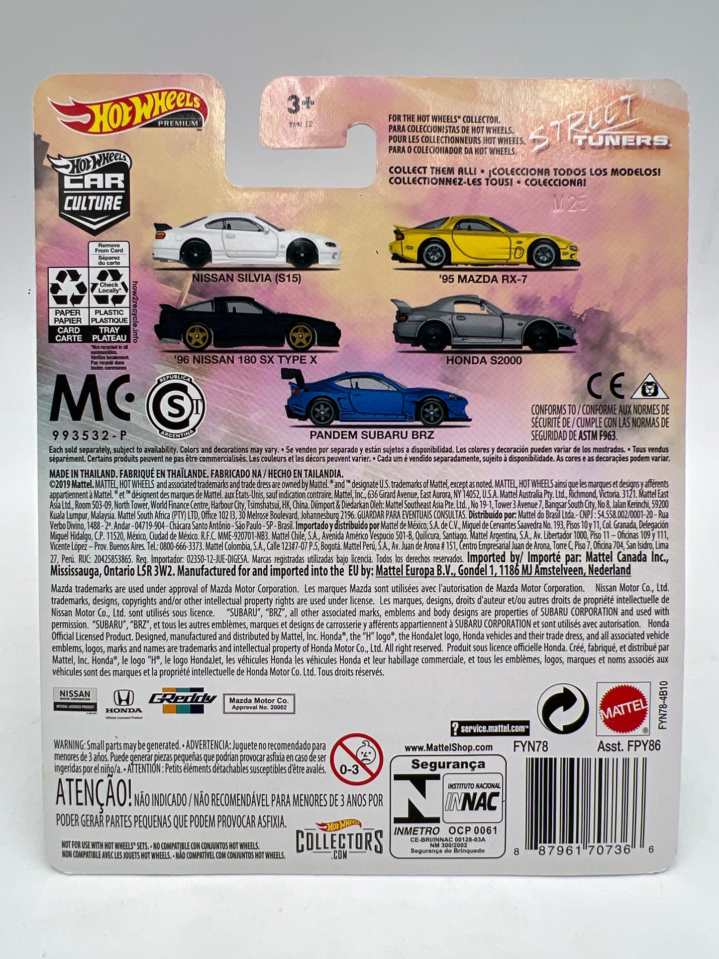 Hot Wheels Premium Street Tuners #3 96 Nissan 180 SX Type X Black 246D