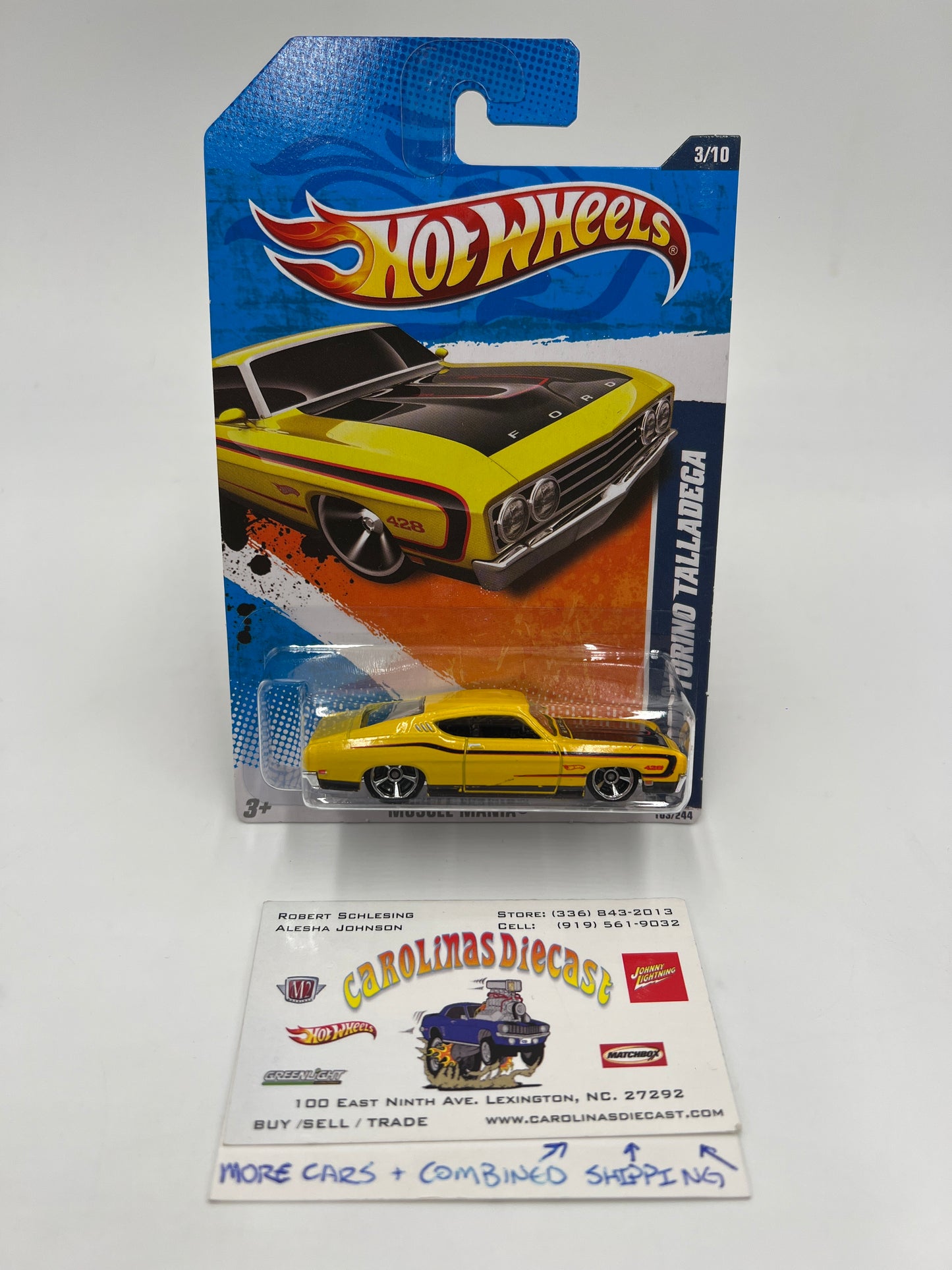 2011 Hot Wheels Muscle Mania #103 69 Ford Torino Talladega Yellow Walmart Exclusive W/Protector
