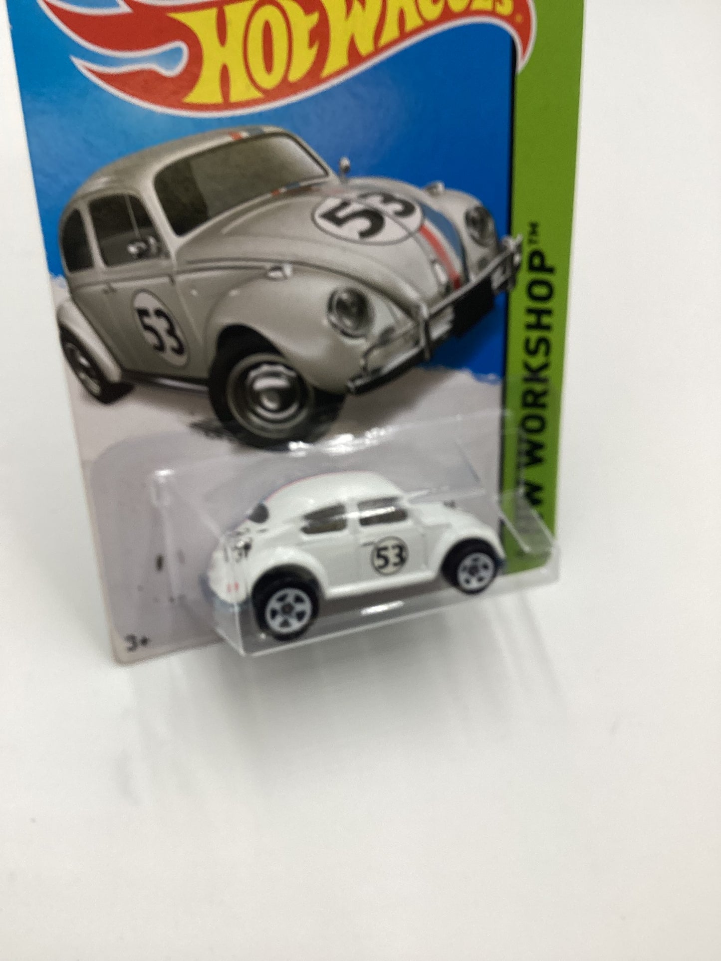 2014 Hot Wheels #191 Herbie Volkswagen Beetle The Love Bug White with protector