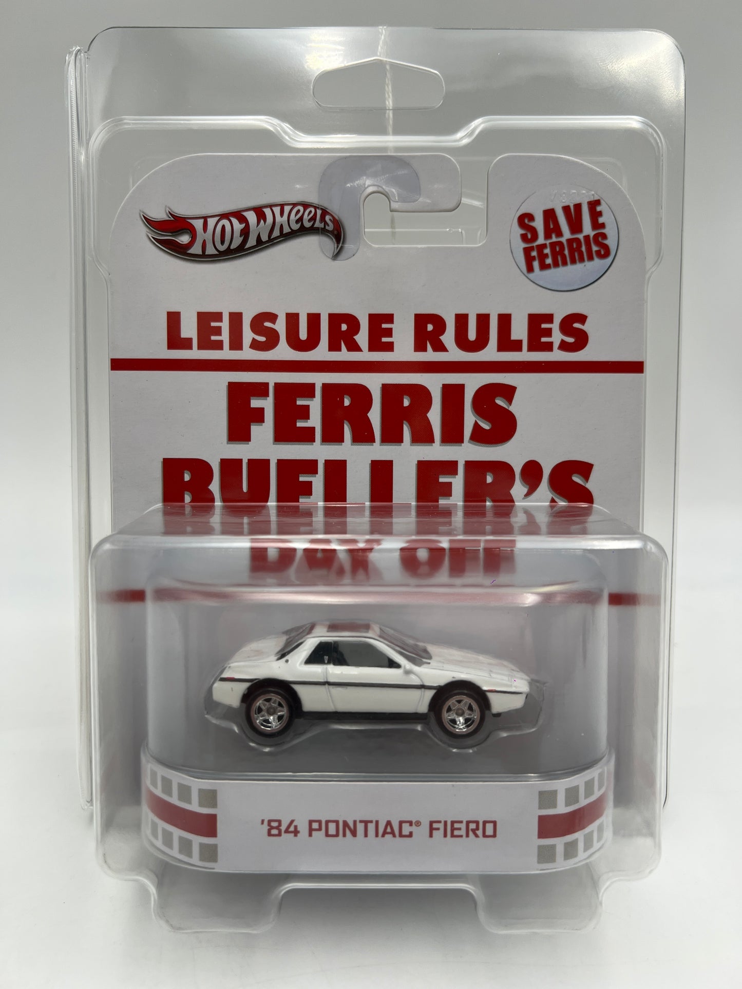 Hot Wheels Retro Entertainment Ferris Buellers Day Off 84 Pontiac Fiero White W/Protector