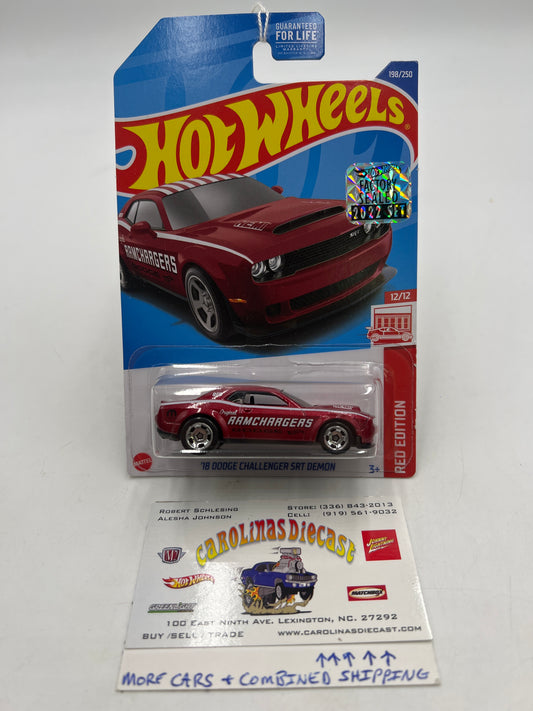 2022 Hot Wheels #198 Red Edition 18 Dodge Challenger SRT Demon Factory Sealed 150A