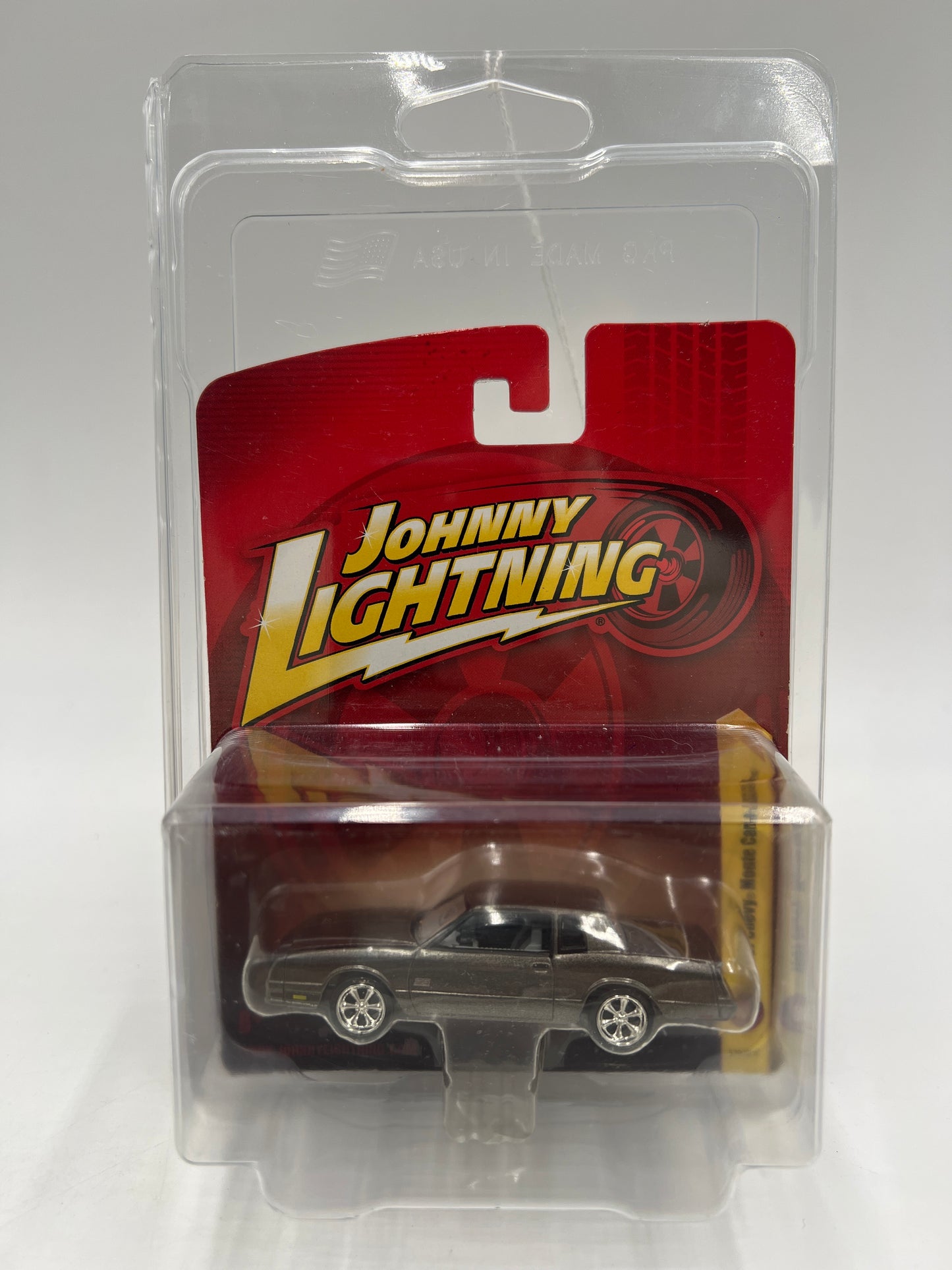 Johnny Lightning Small Card 1987 Chevy Monte Carlo SS Gray W/Protector