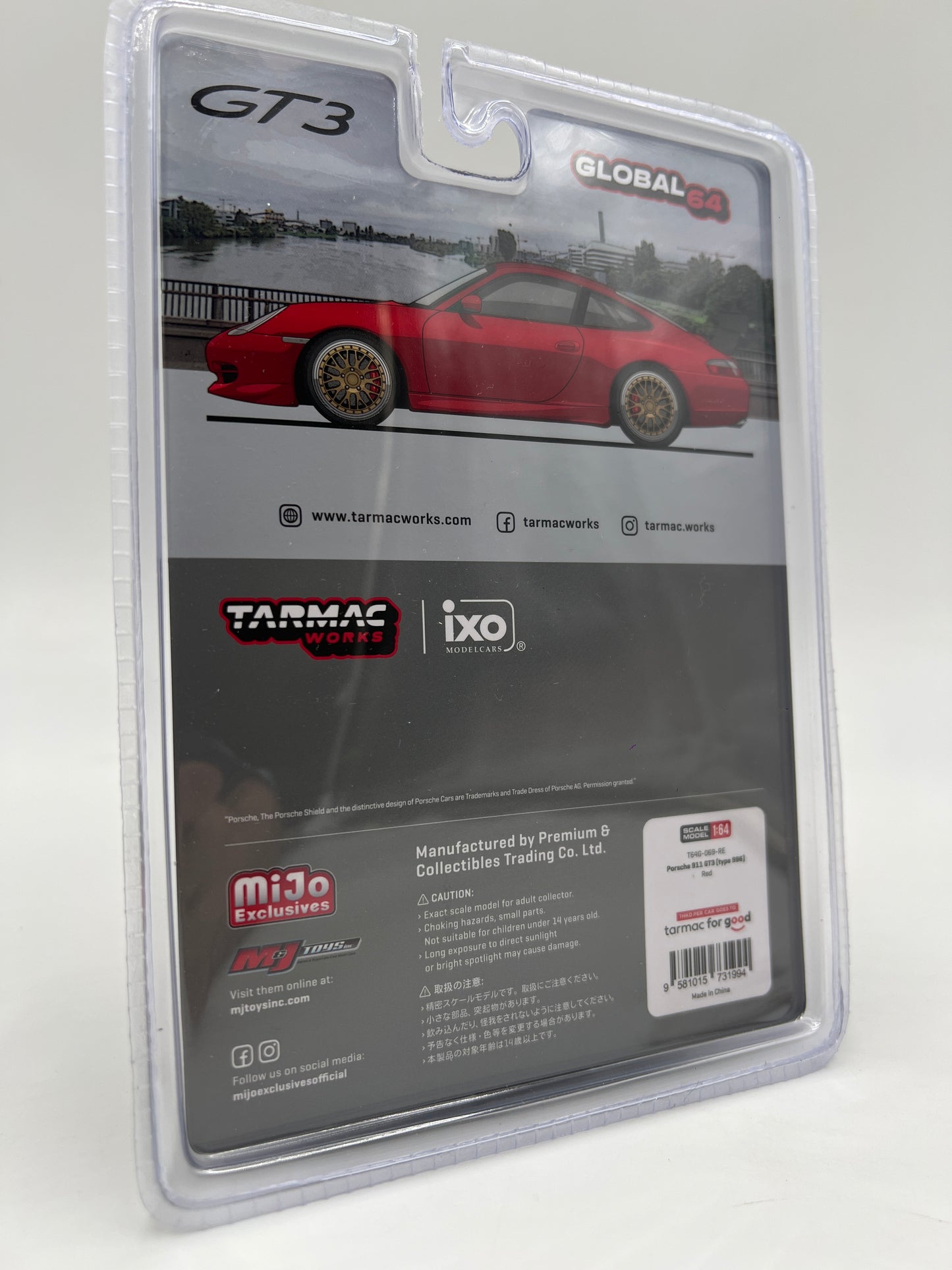 Tarmac Works x IXO Models Mijo Exclusives #69RE Porsche 911 GT3 Type 996 Red 240D