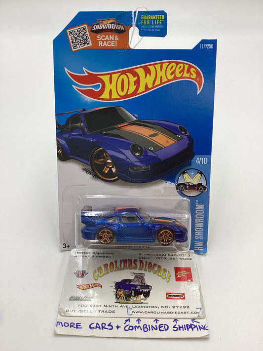 2016 Hot Wheels #114 Porsche 993 GT2 Blue Half Cage