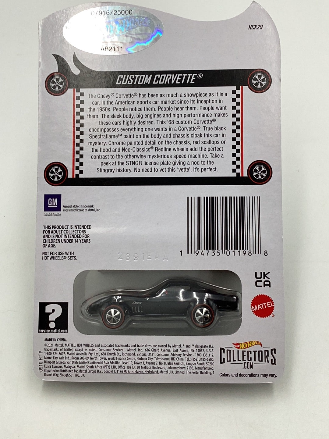 Hot Wheels RLC Custom Corvette #7916/25000