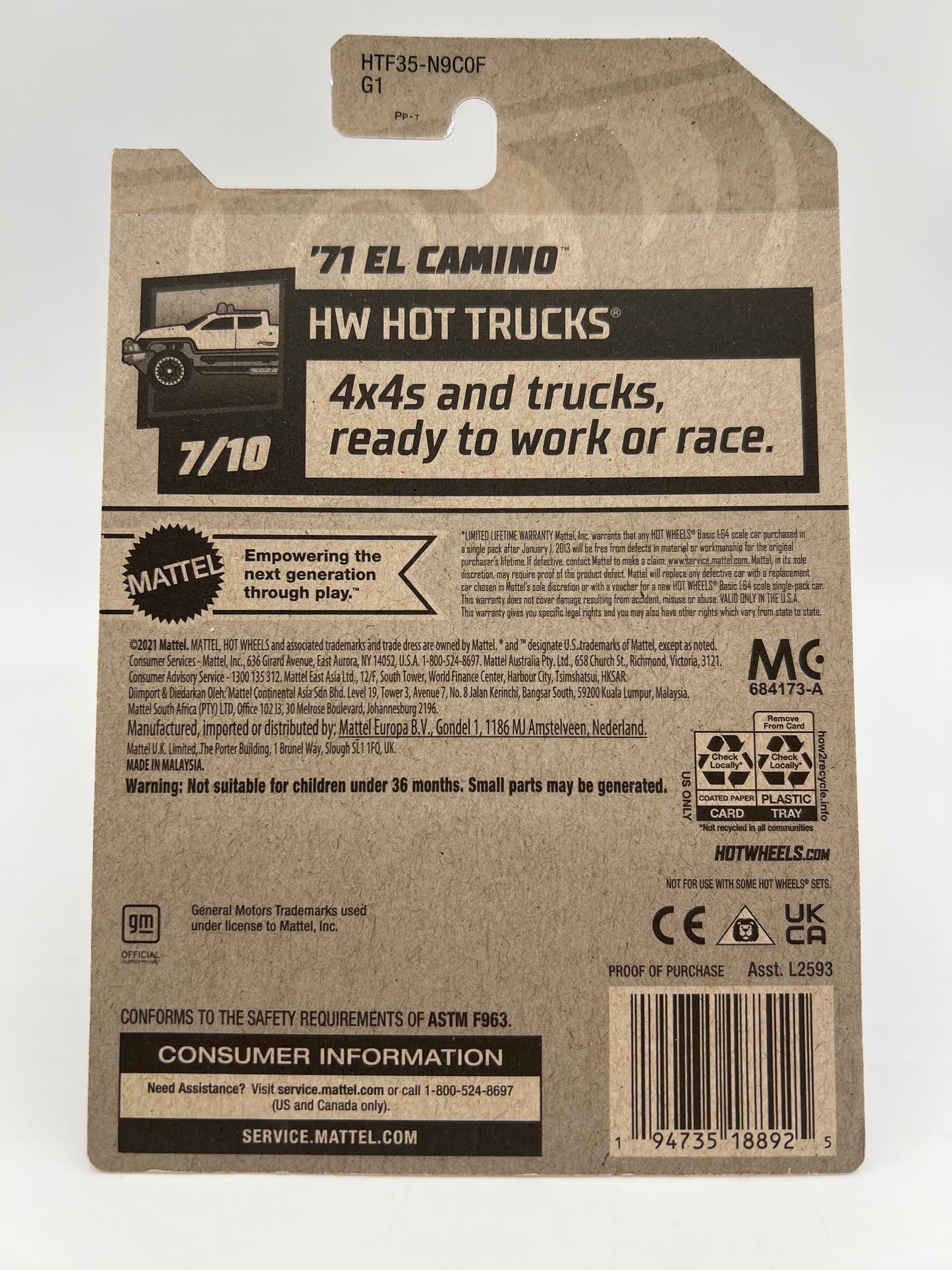 2024 Hot Wheels F Case Super Treasure Hunt #132 72 El Camino Purple W/Protector