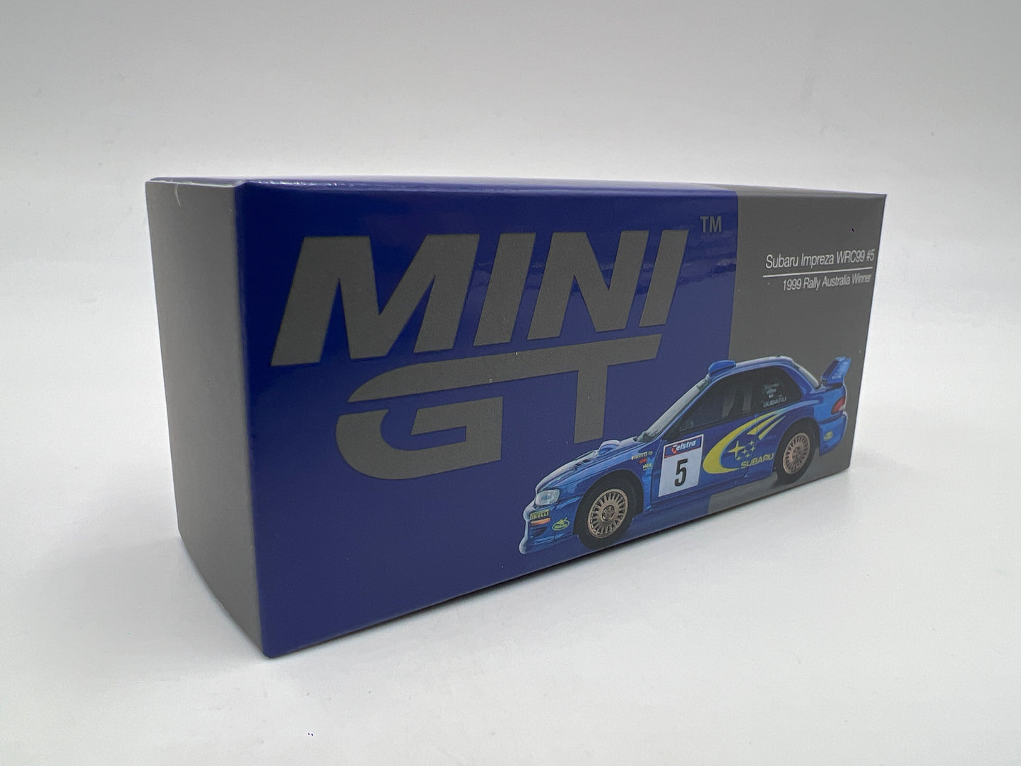 Mini GT 1:64 Box Model #986 Subaru Impreza WRC99 #5 1999 Rally Australia Winner Blue