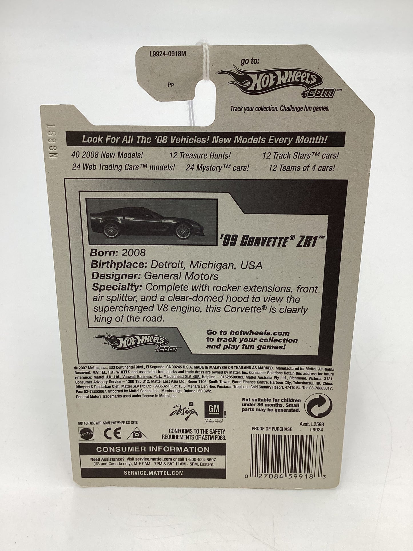 2008 Hot Wheels New Models #9 09 Corvette ZR1 Red 2A