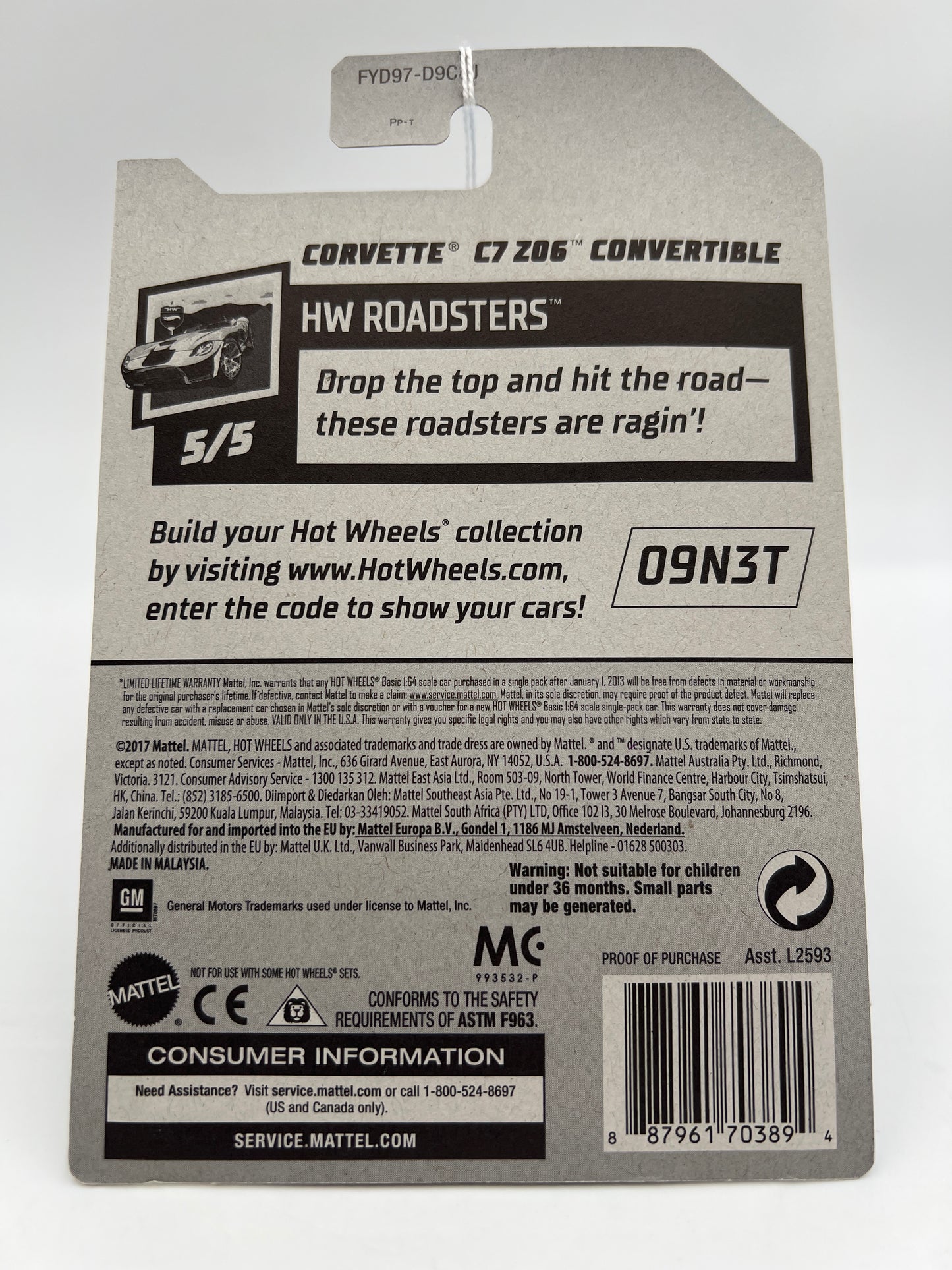 2019 Hot Wheels Walmart Exclusive Zamac 8 #95 Corvette C7 Z06 Convertible