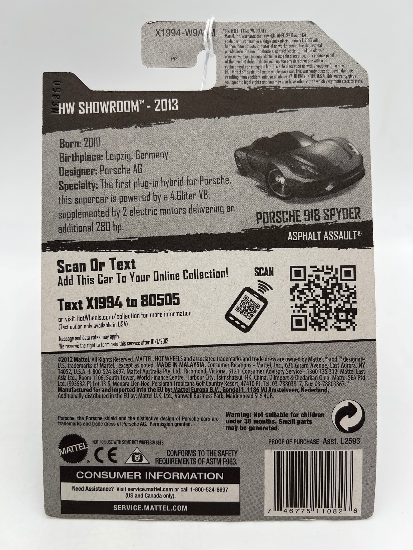 2013 Hot Wheels Showroom #175 Porsche 918 Spyder Red