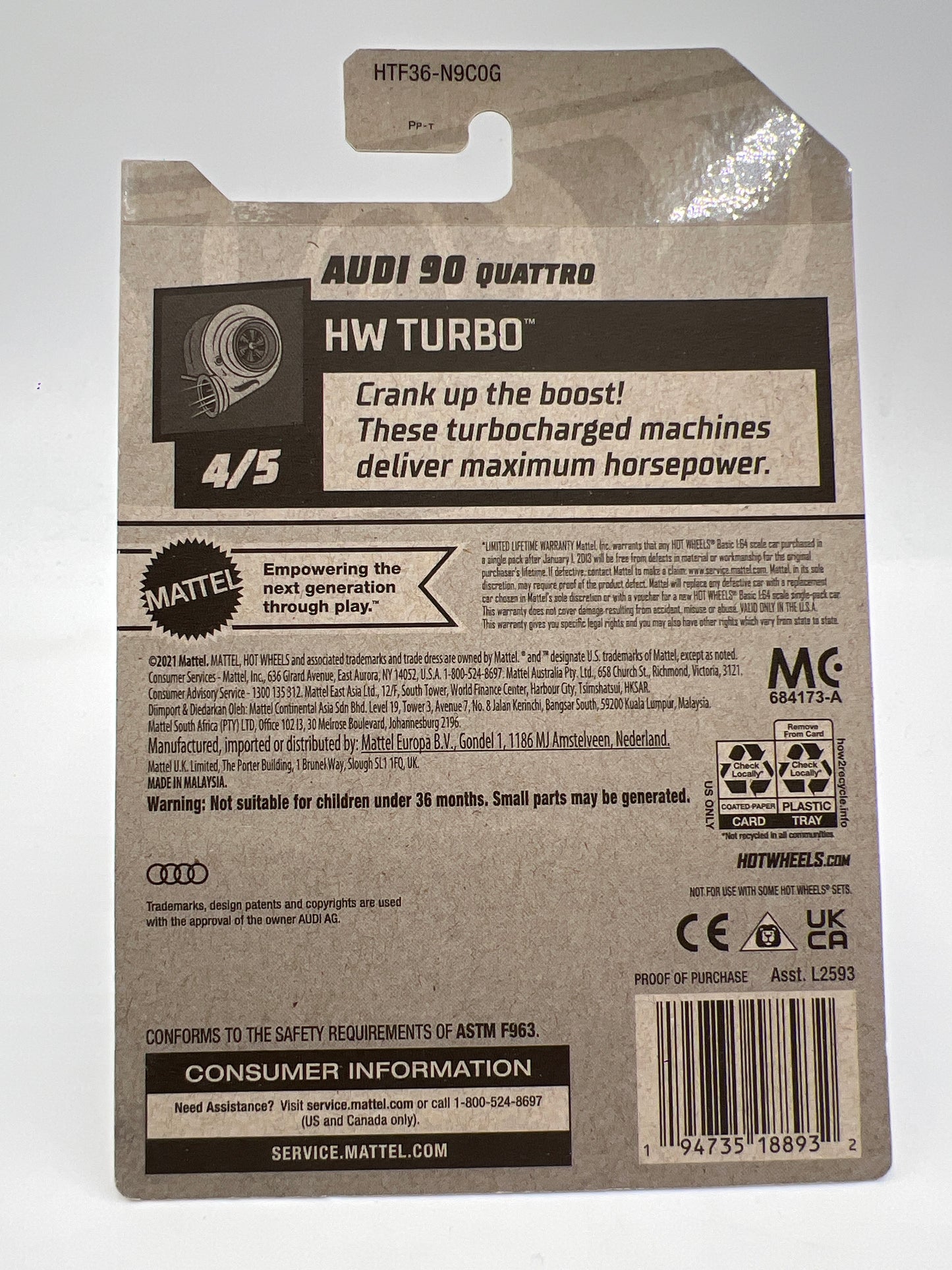 2024 Hot Wheels #144 Super Treasure Hunt Audi 90 Quattro Blue W/Protector