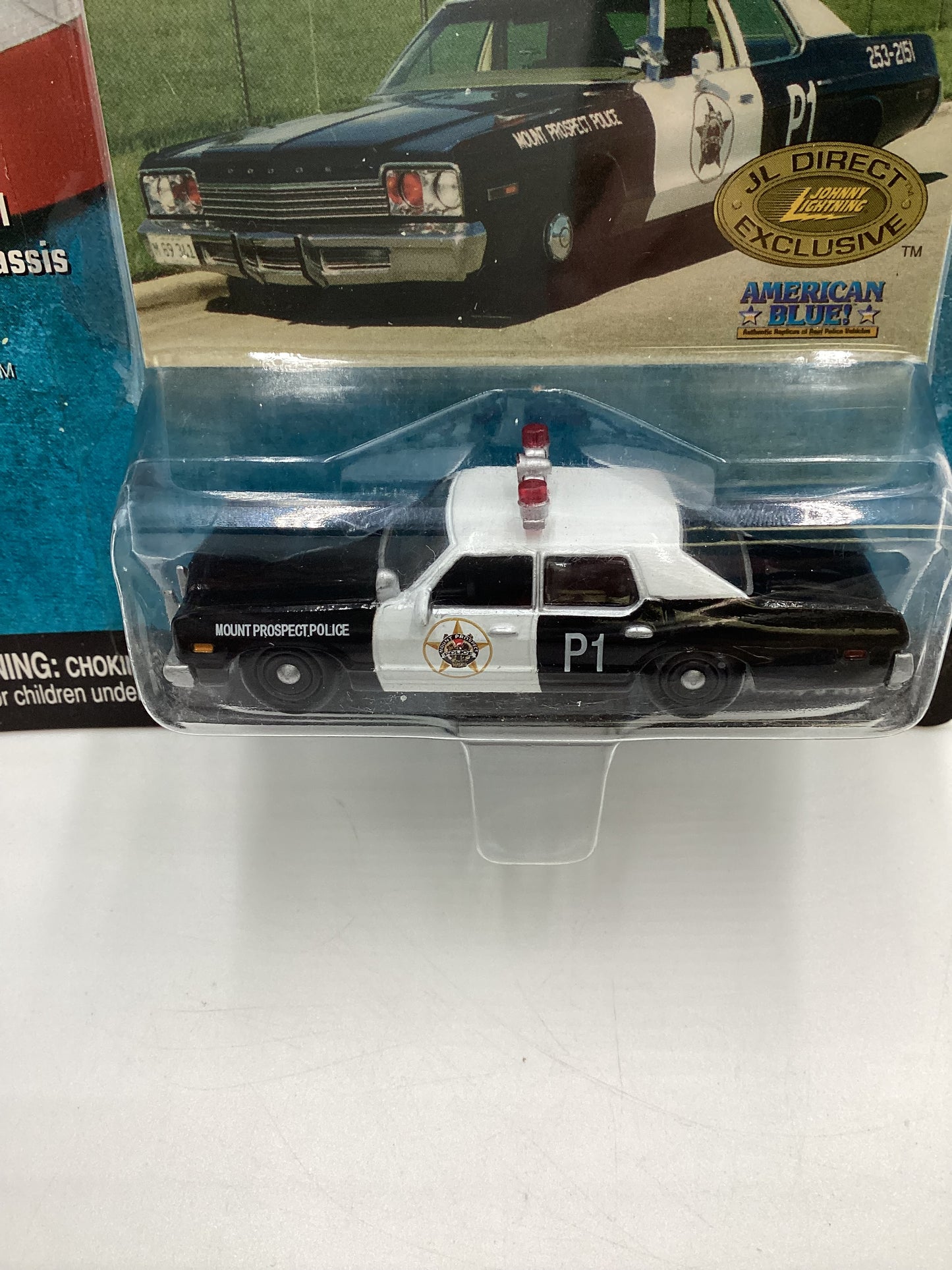 JOHNNY LIGHTNING American Blue Mount Prospect Illinois Police 1974 Dodge Royal. Monoco Black/White JL Direct Exclusive Mail In