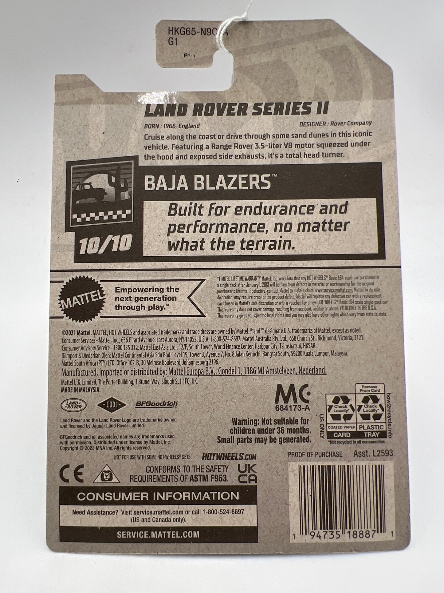 2023 Hot Wheels Baja Blazers #242 Land Rover Series II Green 62C