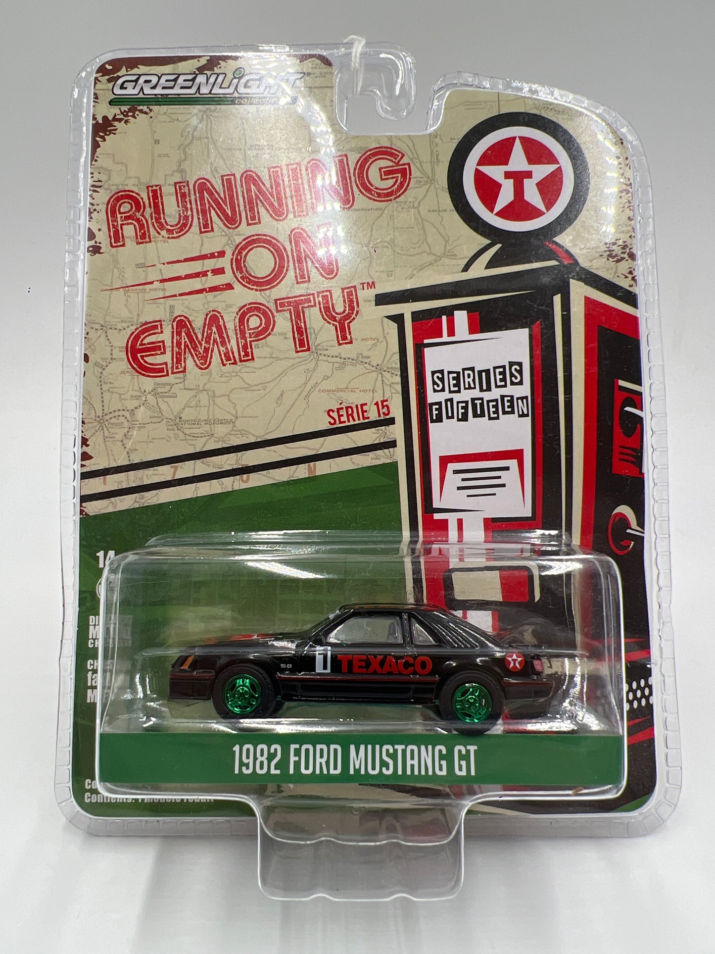 Greenlight Running On Empty Series 15 CHASE 1982 Ford Mustang GT Texaco Black