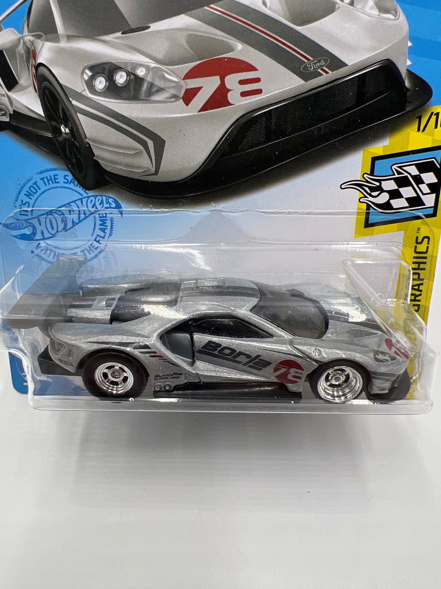 Hot Wheels 2016 Ford GT Race Silver Borla Wheel Swap Custom On Card W/Protector Cracked Blister SR