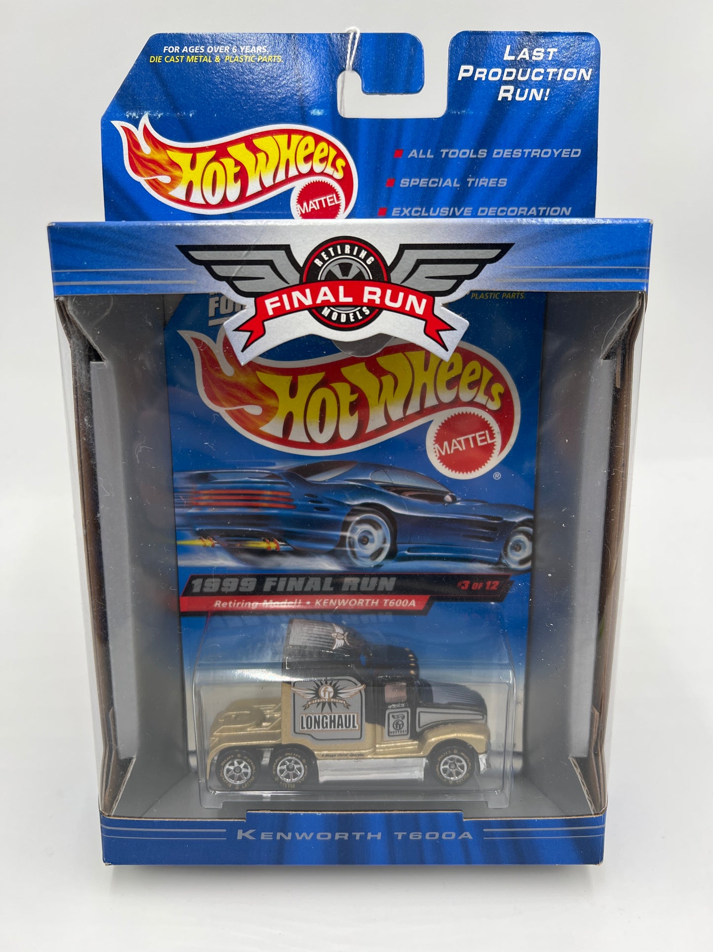 1999 Hot Wheels Final Run #3 Kenworth T600A Black/Gold