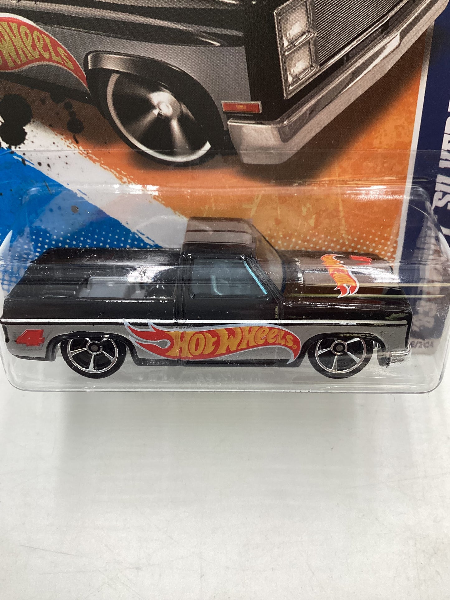 2011 Hot Wheels #156 Walmart Exclusive Black 83 Chevy Silverado with protector