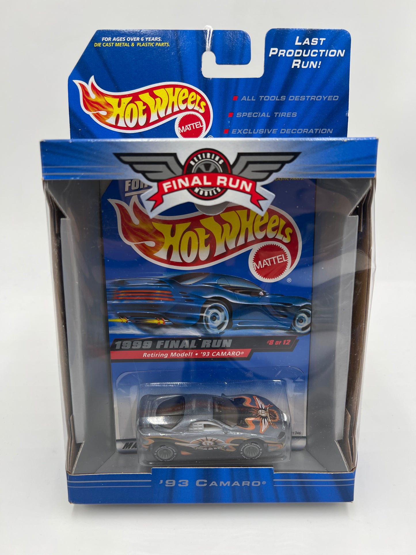 1999 Hot Wheels Final Run #8 93 Camaro Gray W/Real Riders
