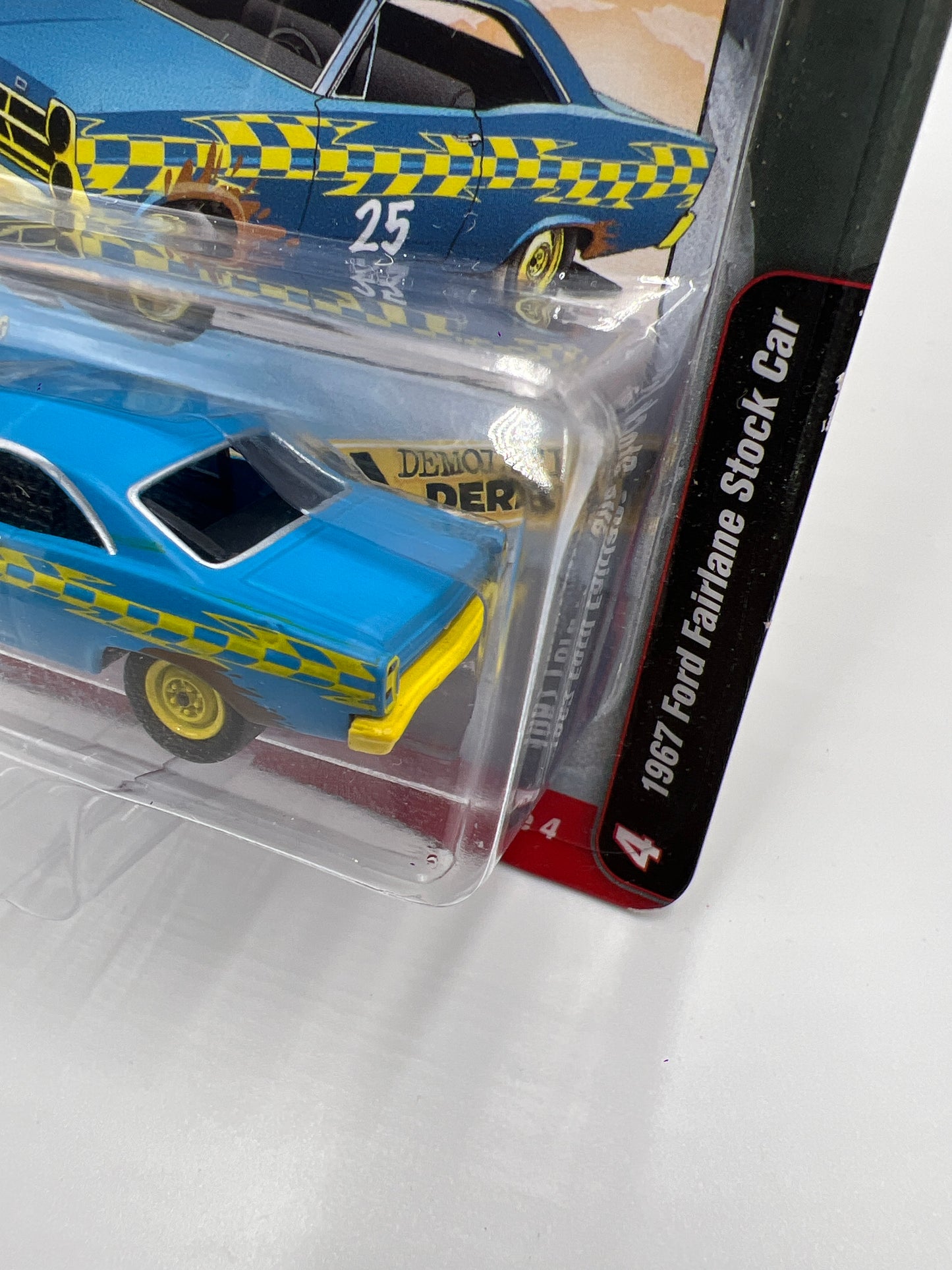 Johnny Lightning Street Freaks Demolition Derby Release 4 Version B 1967 Ford Fairlane Stock Car #25 Flat Rattlecan Bright Blue 232C