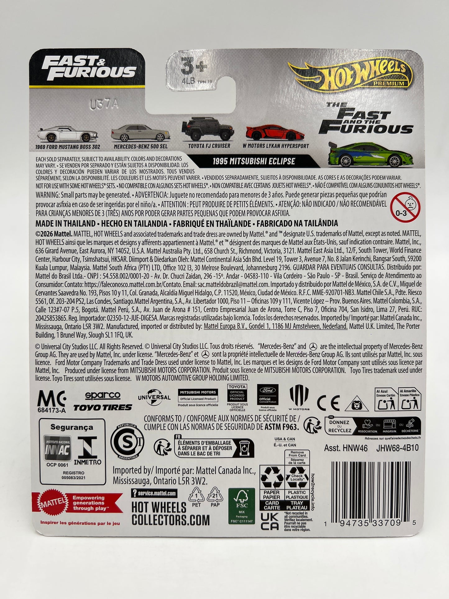 2026 Hot Wheels Premium Fast & Furious 25th Anniversary #1 1995 Mitsubishi Eclipse Spectraflame Green W/Protector