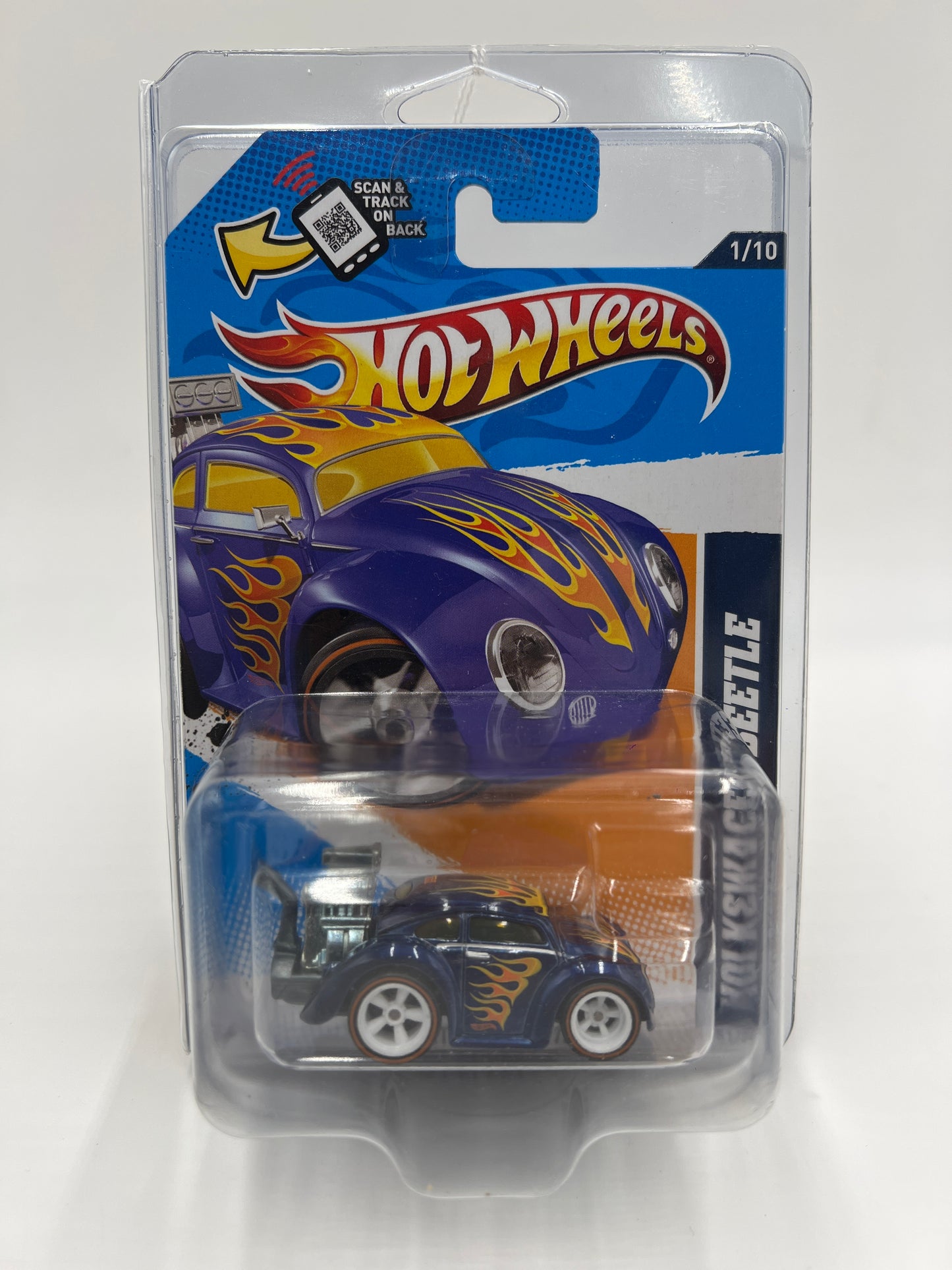 2012 Hot Wheels Super Treasure Hunt #151 Volkswagen Beetle Blue W/Protector