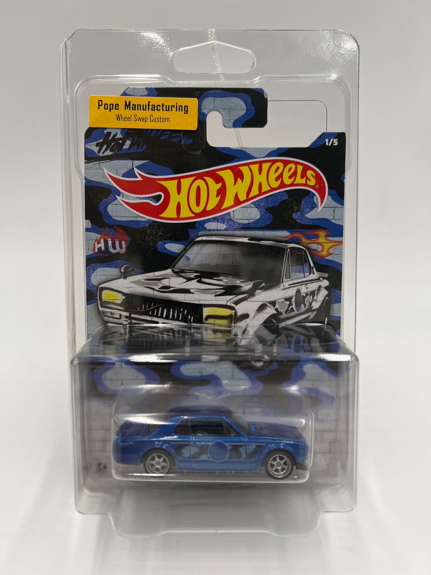 Hot Wheels Nissan Skyline H/T 2000GT-X Blue Wheel Swap Custom On Card W/Protector SR