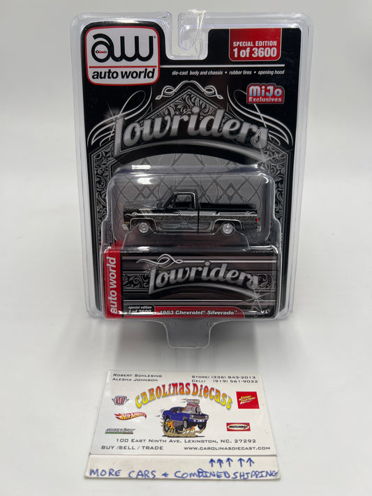 Auto World Mijo Exclusives Lowriders 1/3600 1983 Chevrolet Silverado Black/Silver 181B