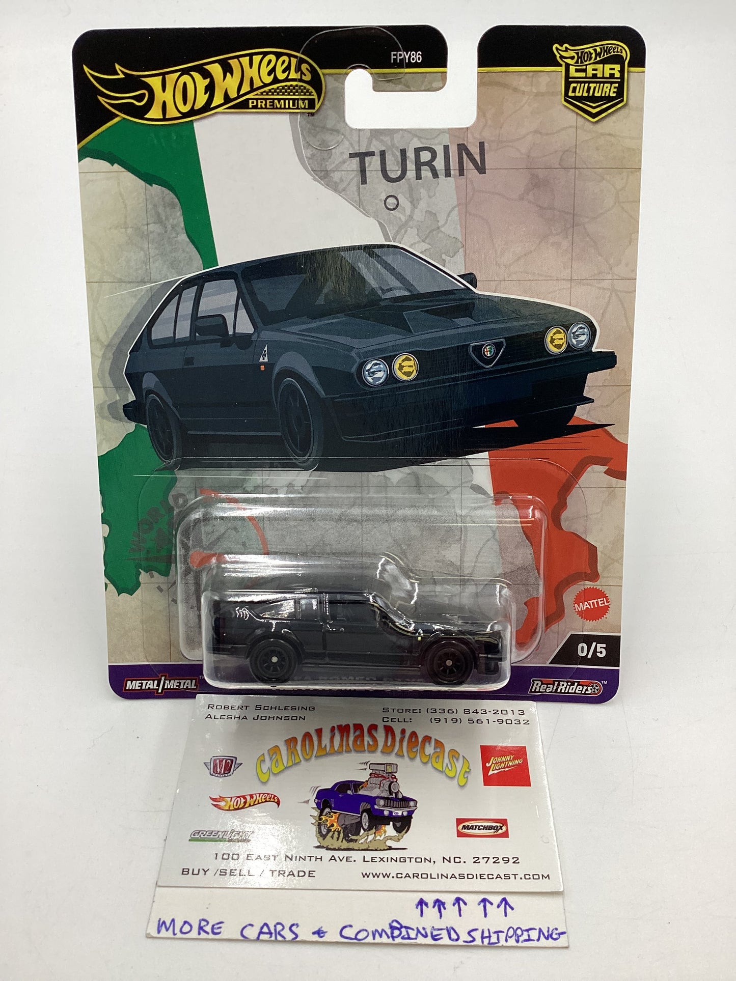 2024 Hot Wheels Premium World Tour #0 Alfa Romeo GTV6 3.0 Black Chase with protector