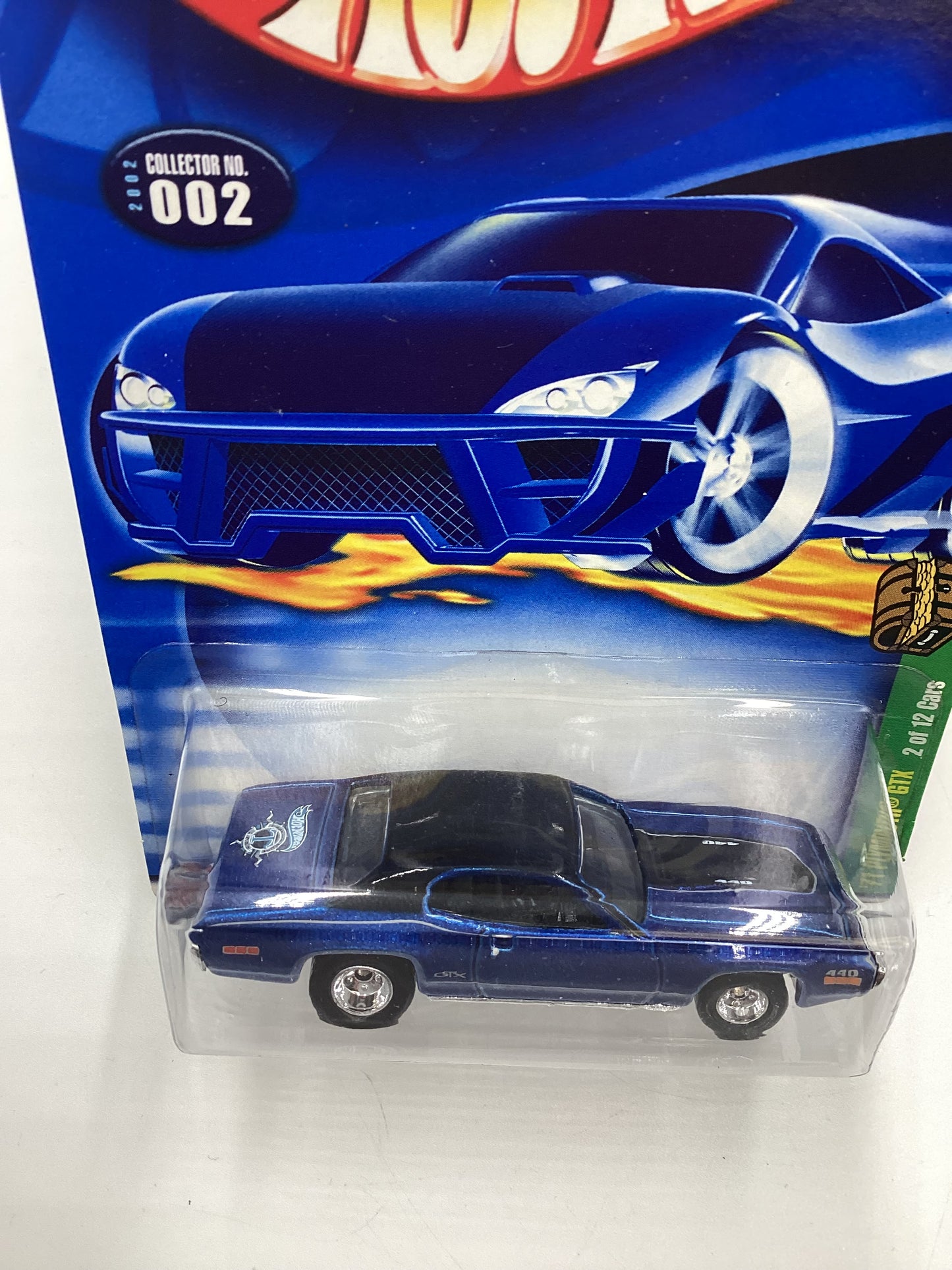 2002 Hot Wheels Treasure Hunt Real Riders #2 71 Plymouth GTX Blue 277C