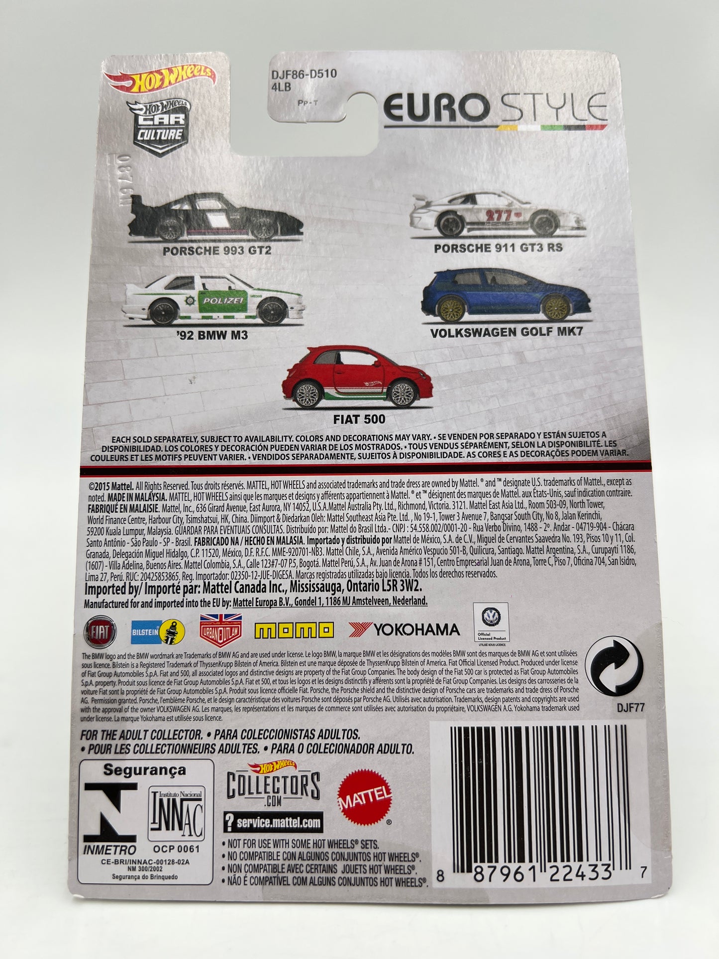 Hot Wheels Car Culture Euro Style #1 Porsche 993 GT2 Black W/Protector