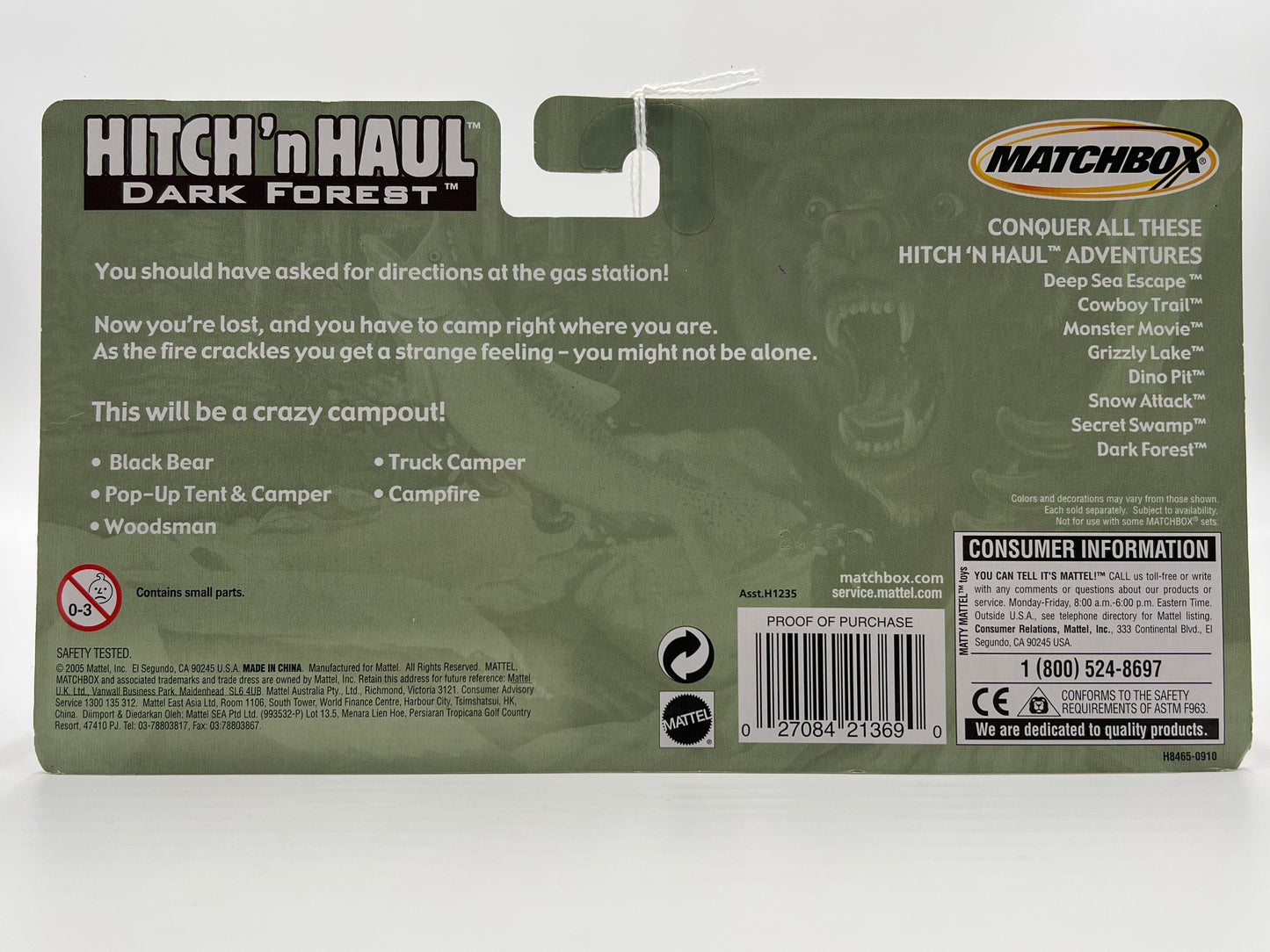 Matchbox Hitch N Haul Dark Forest Truck Camper & Pop-Up Tent