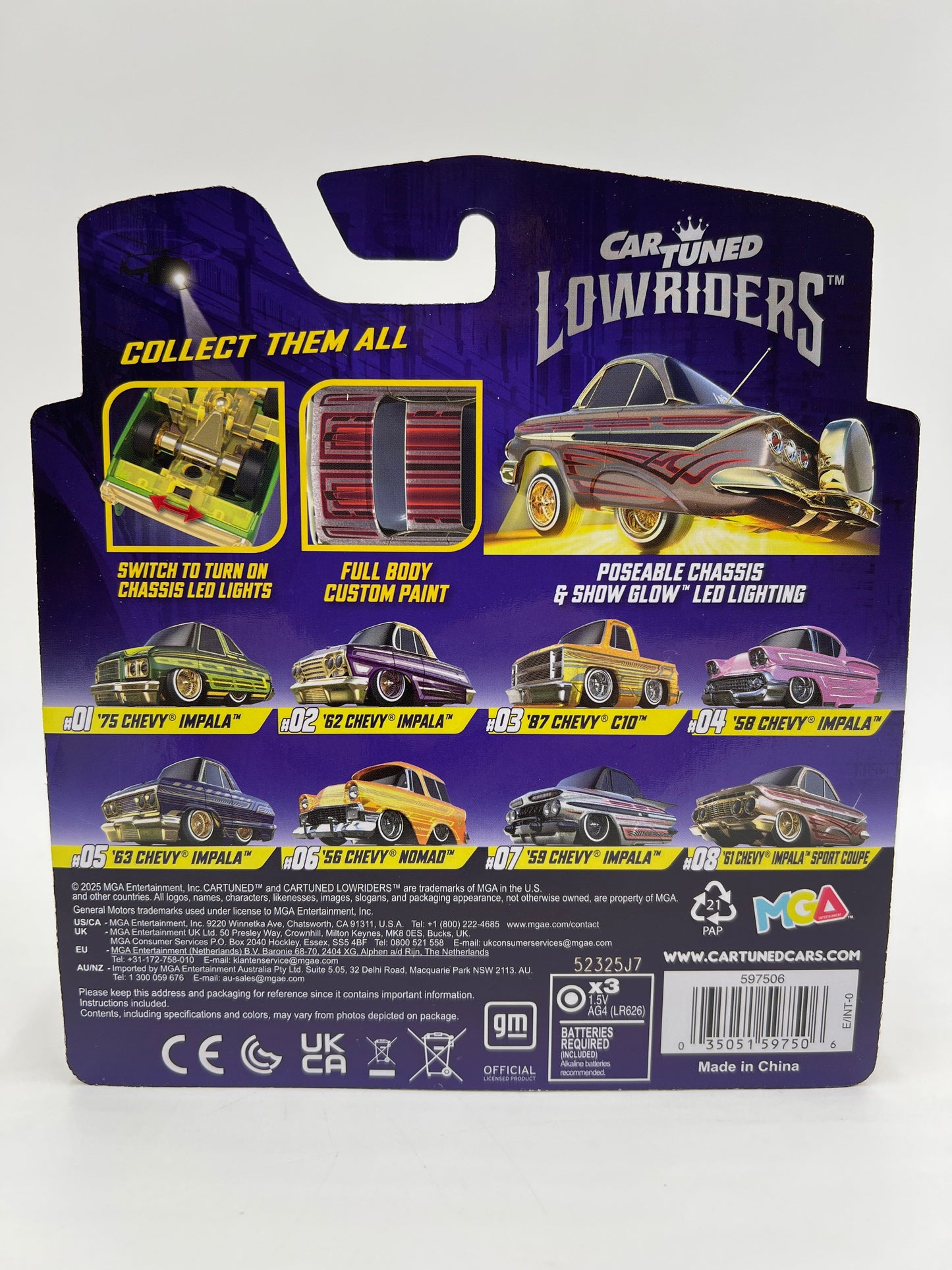 MGA Car Tuned Series 2 Show Glow Lowriders #8 61 Chevy Impala Sport Coupe