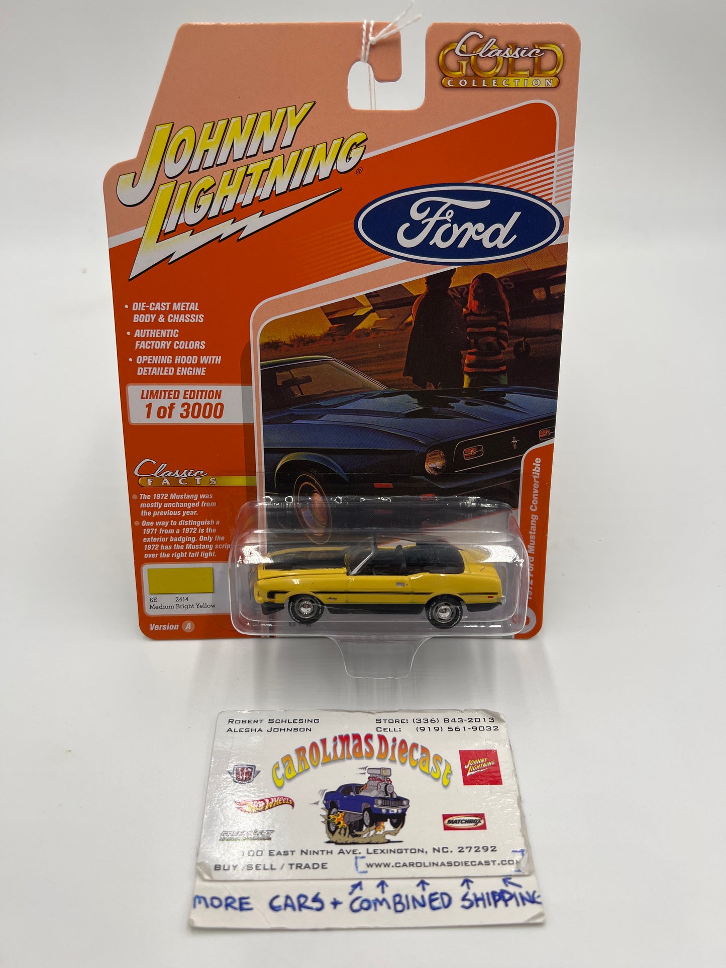 Johnny Lightning Classic Gold Collection Release 1 Version A 1972 Ford Mustang Convertible Medium Bright Yellow 228B