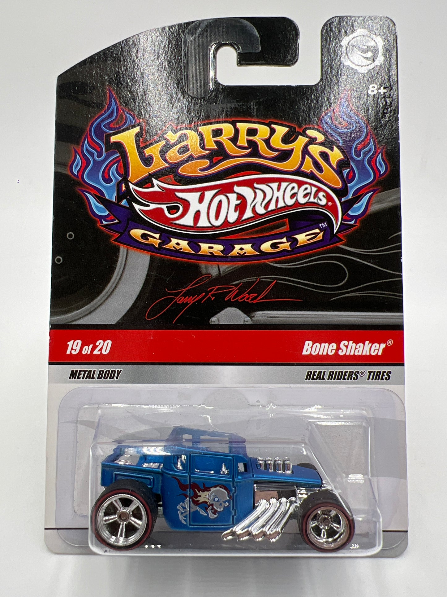 Hot Wheels Premium Larrys Garage #19 Bone Shaker Blue W/Protector
