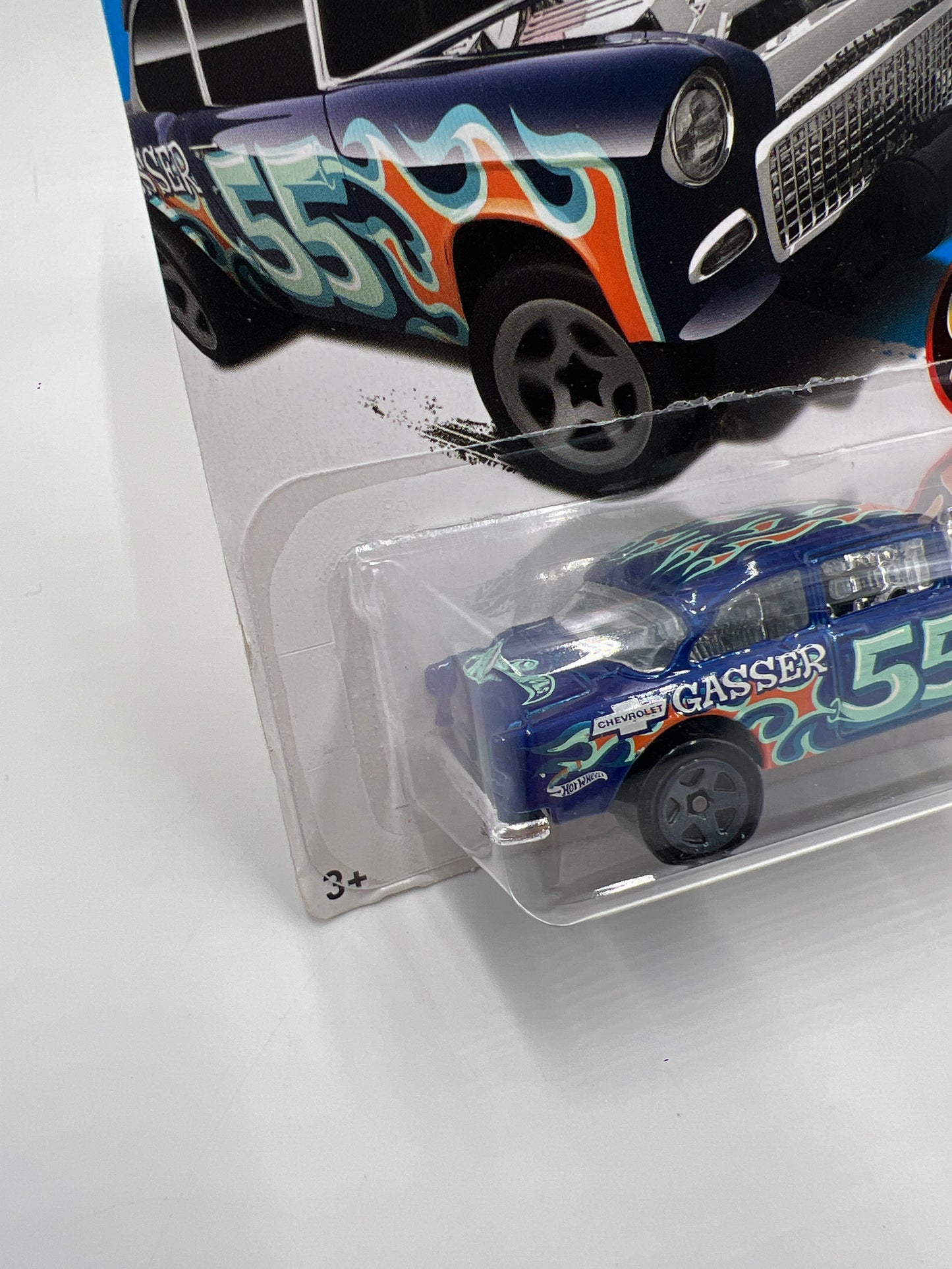 2017 Hot Wheels Flames #109 1955 Chevy Bel Air Gasser Blue 9D