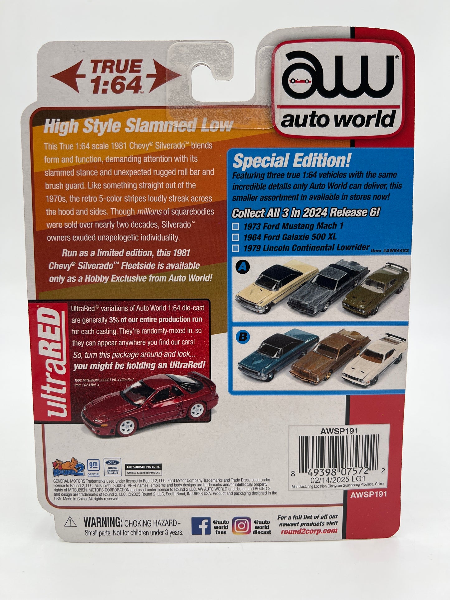 2025 Auto World Muscle Trucks Hobby Exclusive Special Edition Ultra Red CHASE 1981 Chevy Silverado Fleetside W/Protector